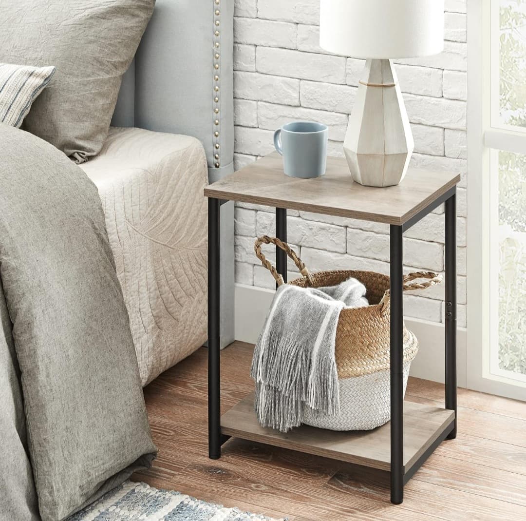 End Table - Side Table (Black & Grey Beige)