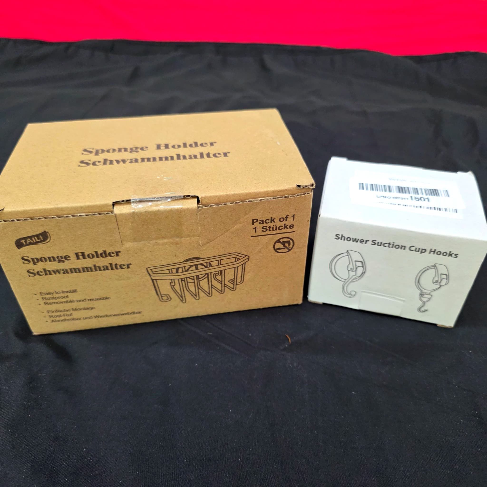 Sponge Holder & Shower Suction Cup Hooks, 2 Boxes