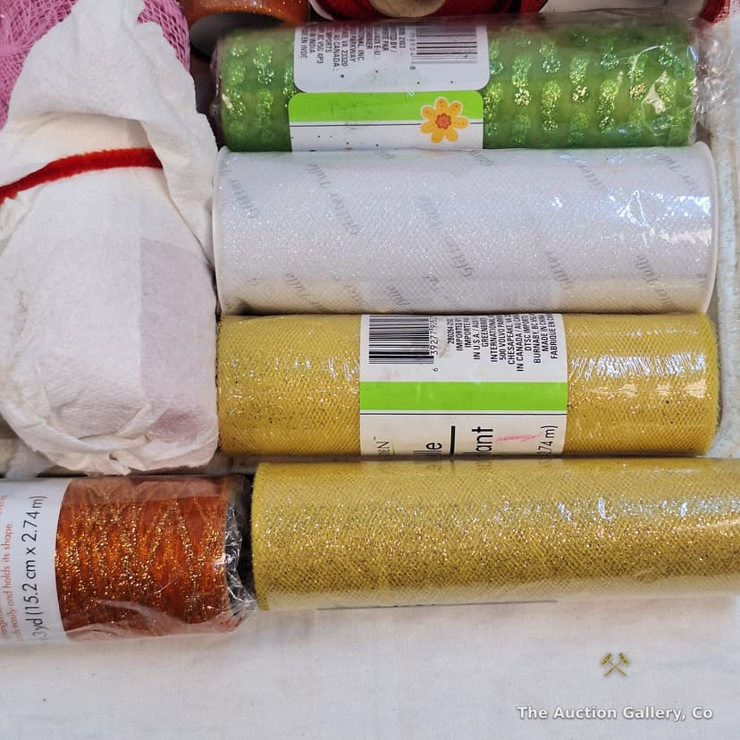 Large Lot of Glitter Tulle & Decorative Mesh Rolls, Assorted Colors β photo 5