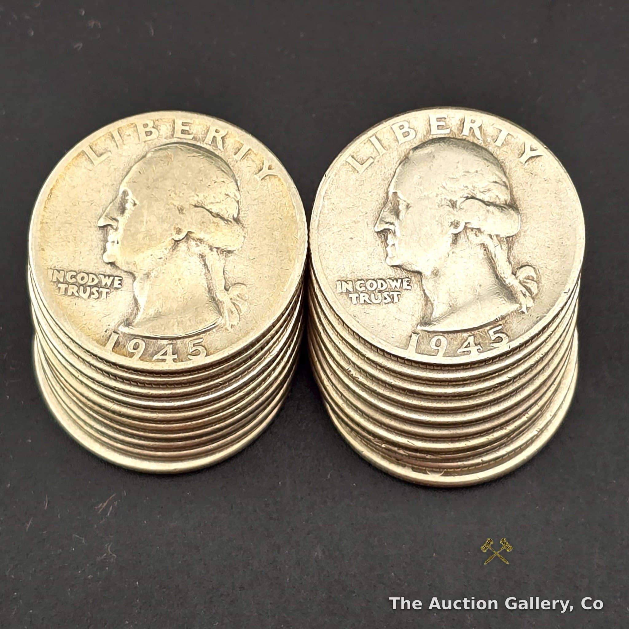 1945-P Washington Silver Quarters, Half Roll of 20