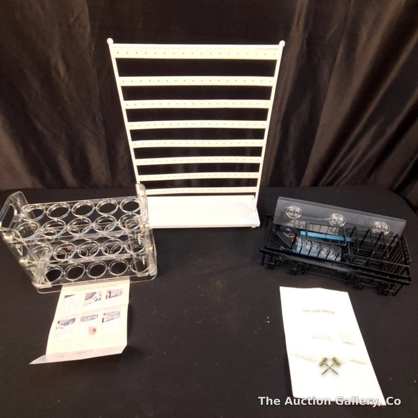 Storage Organizer Lot โ Earring Stand, Acrylic Rack, Wire Caddy Set