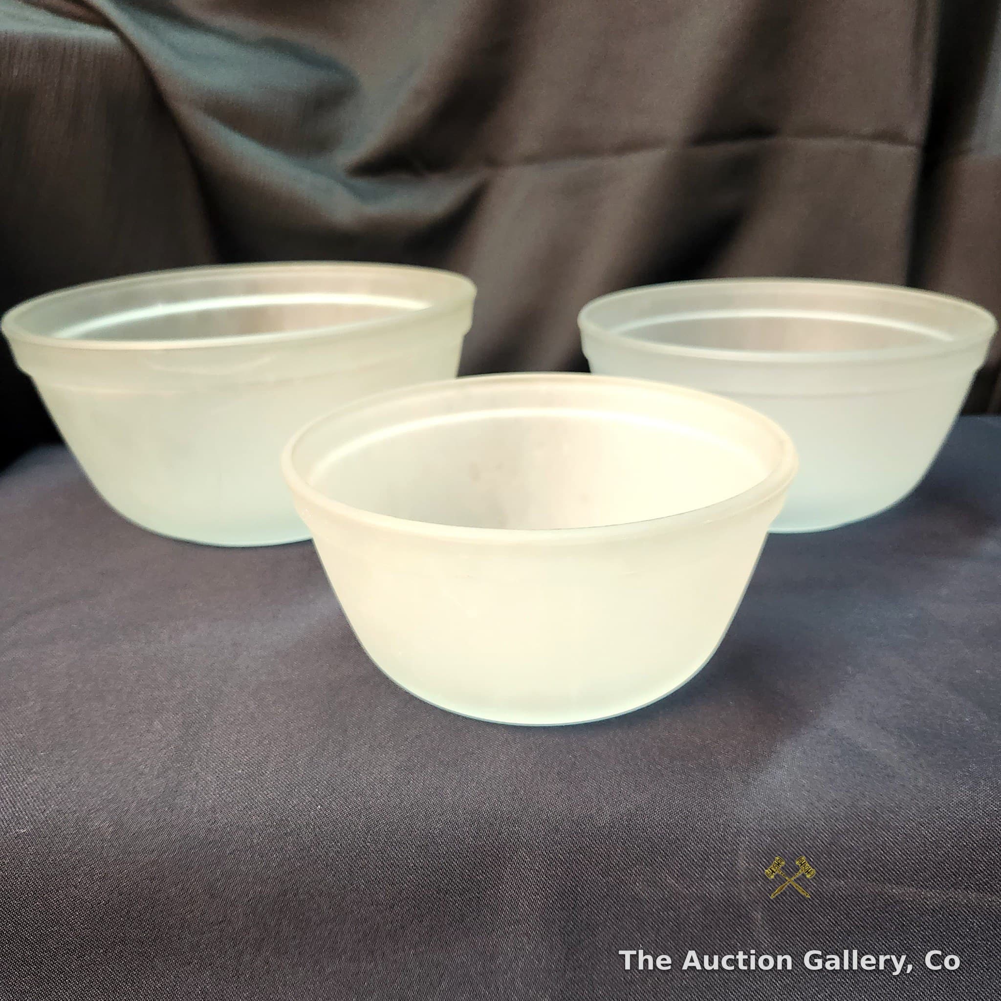 Set of 3 Frosted Mixing Bowls, largest approx. 8" diameter
