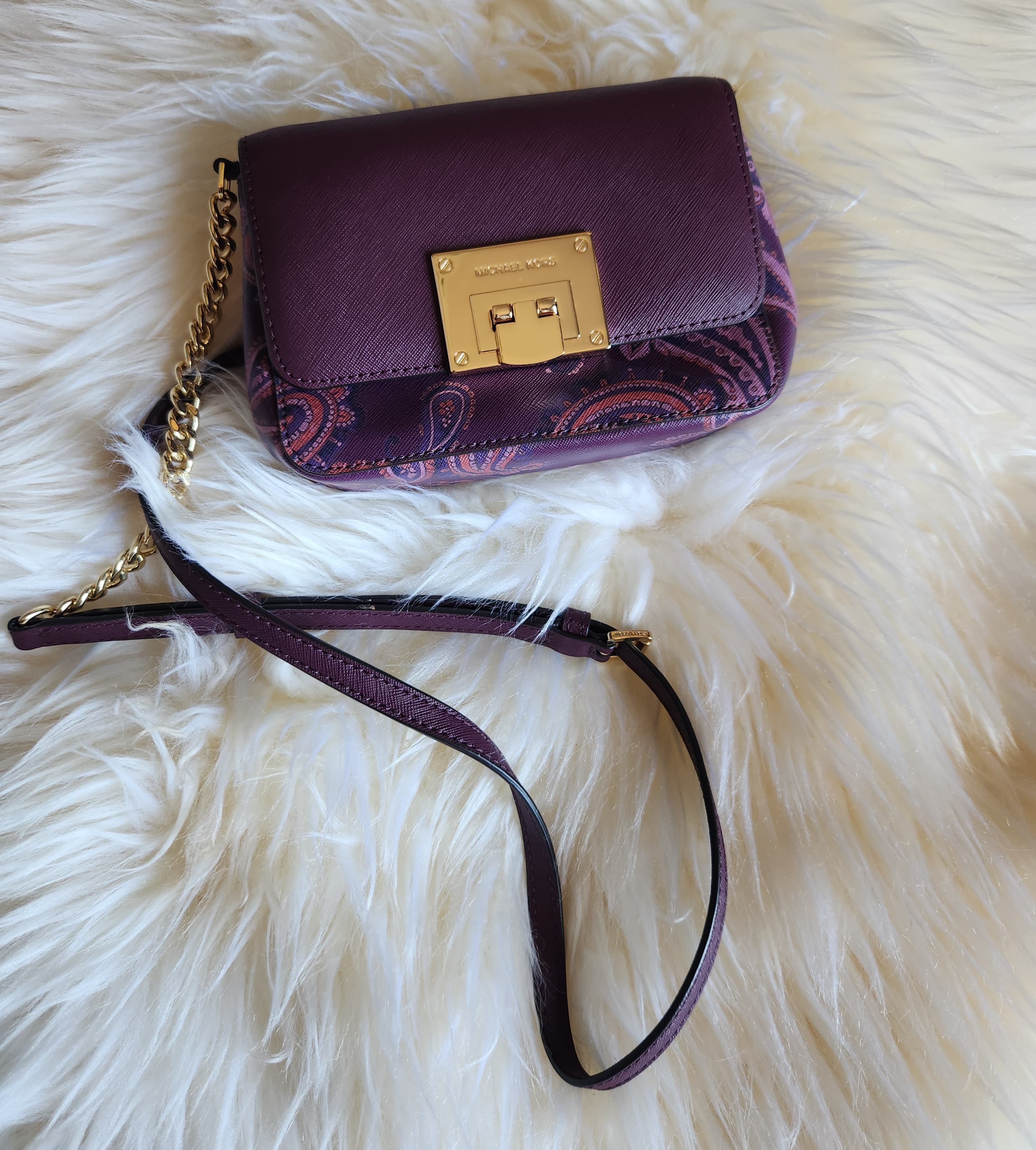 Michael Kors Purple Paisley Cross Body Bag