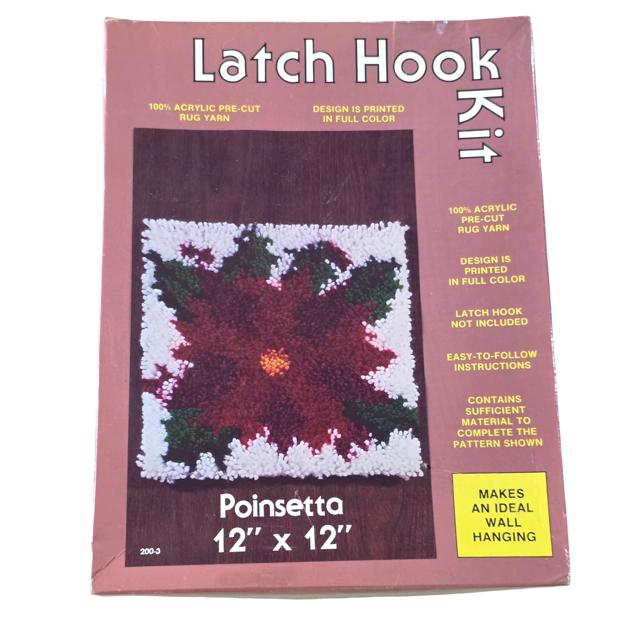 Poinsettia Latch Hook Kit, 12" x 12"