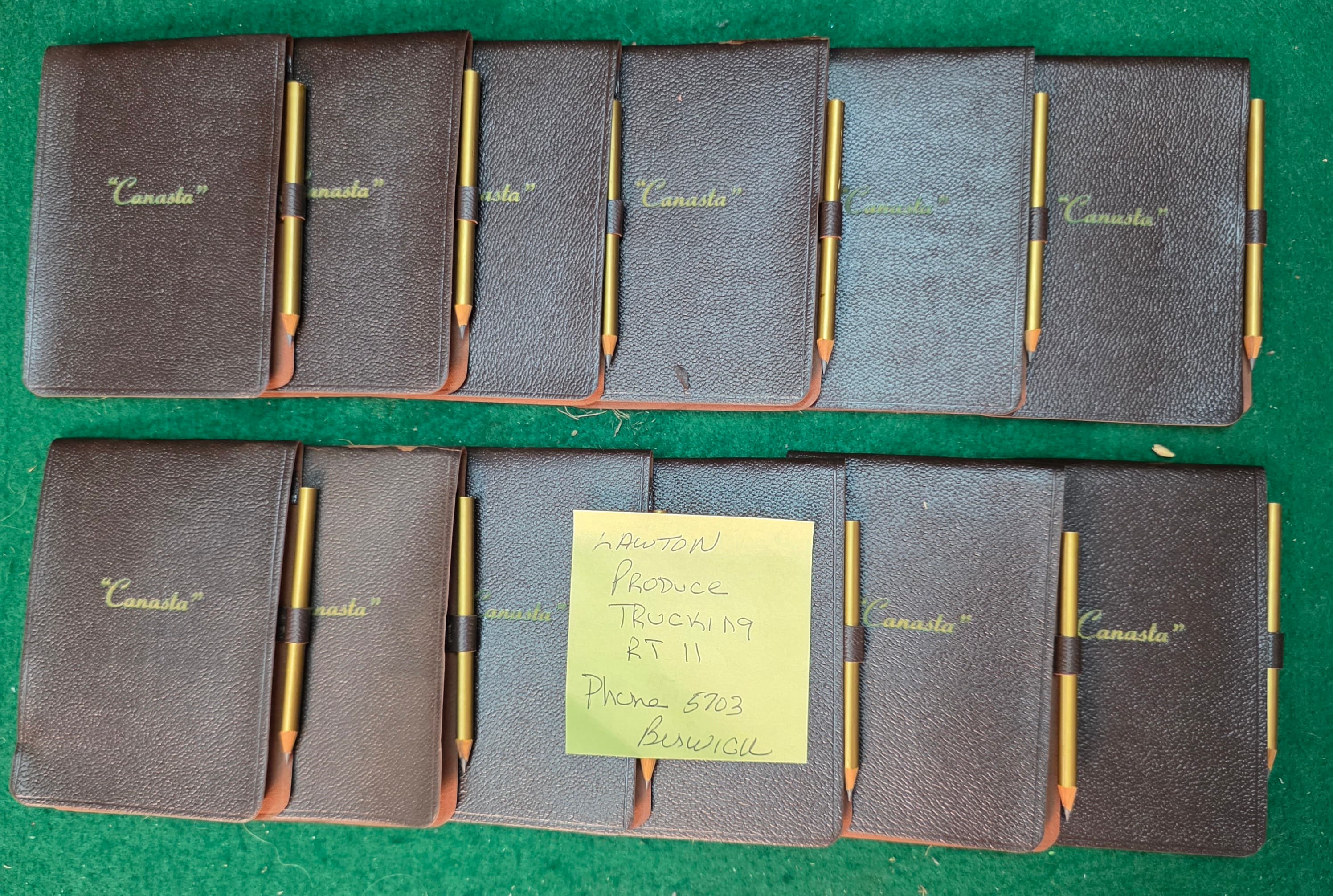 Vintage Canasta Score Pads with Pencils, Set of 12 โ Lawton's Produce Trucking Advertising