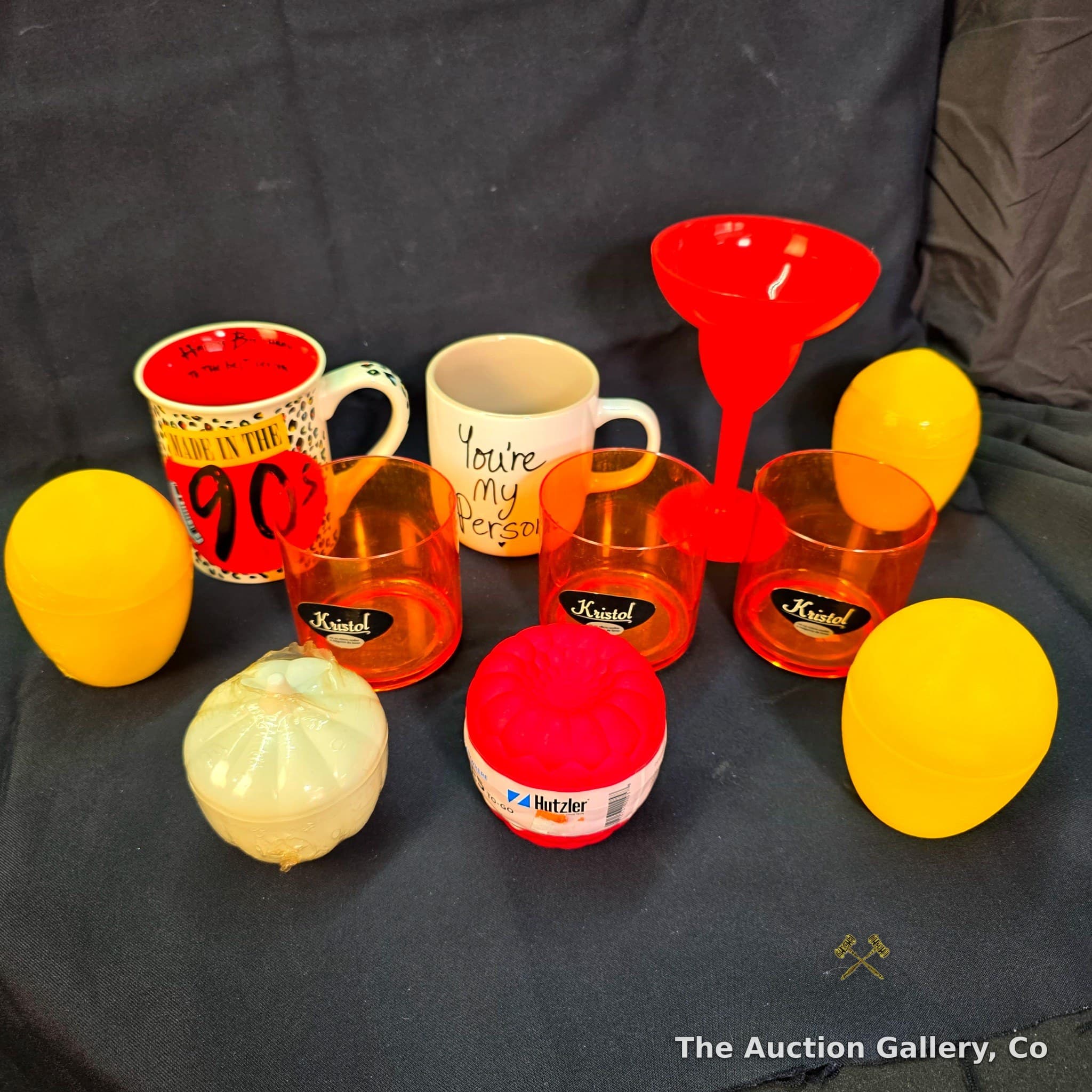 Mixed Kitchen Lot โ Mugs, Kristol Tumblers, and Novelty Containers