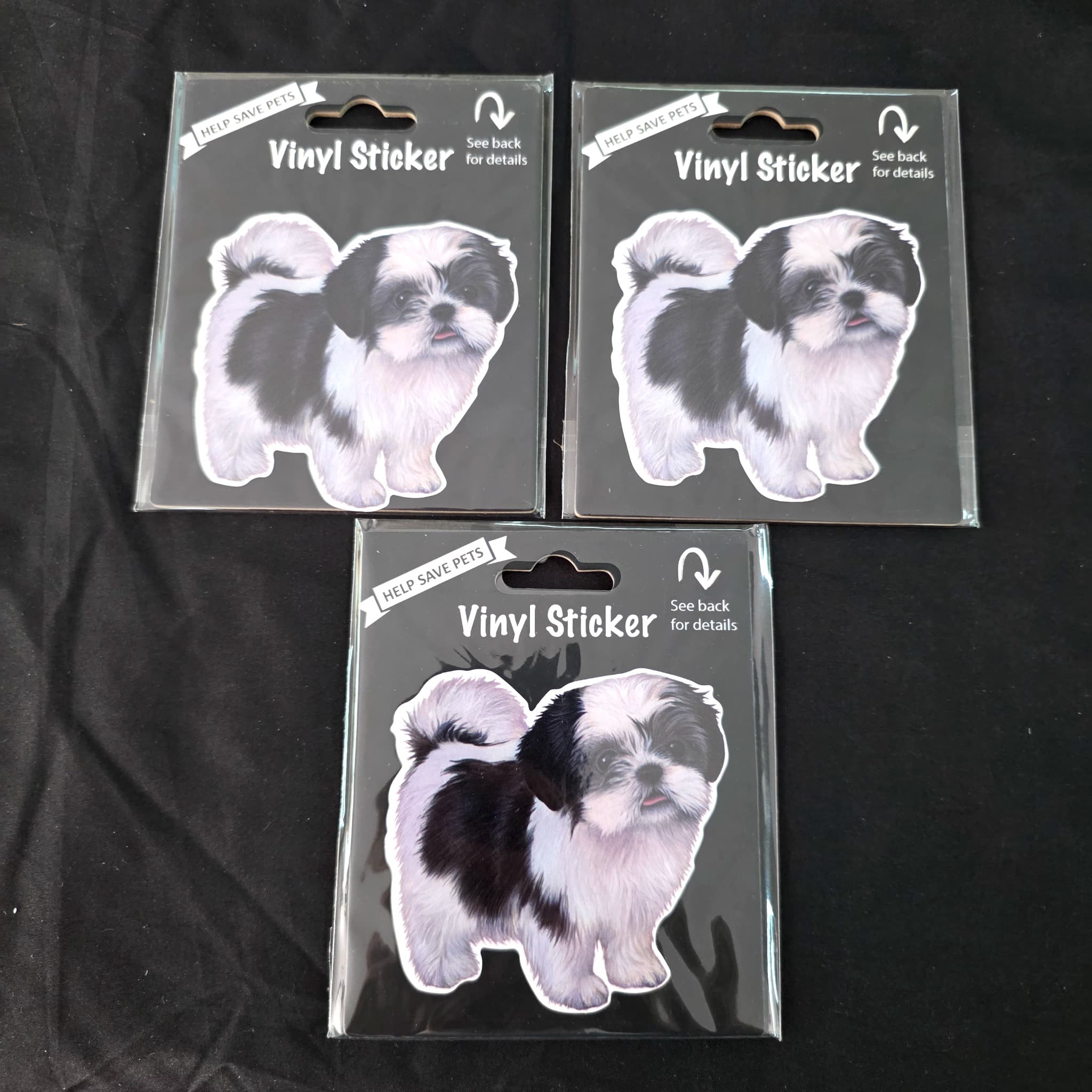 Set of 3 Shih Tzu Vinyl Stickers, Brand New
