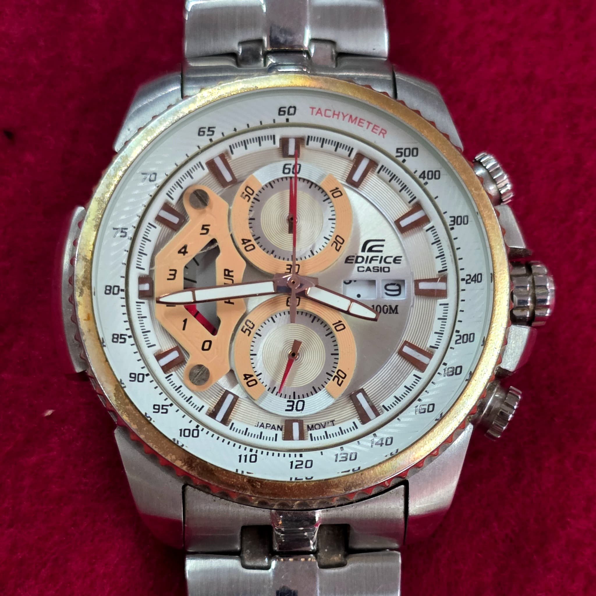 Casio Edifice Chronograph Tachymeter Watch, Stainless Bracelet