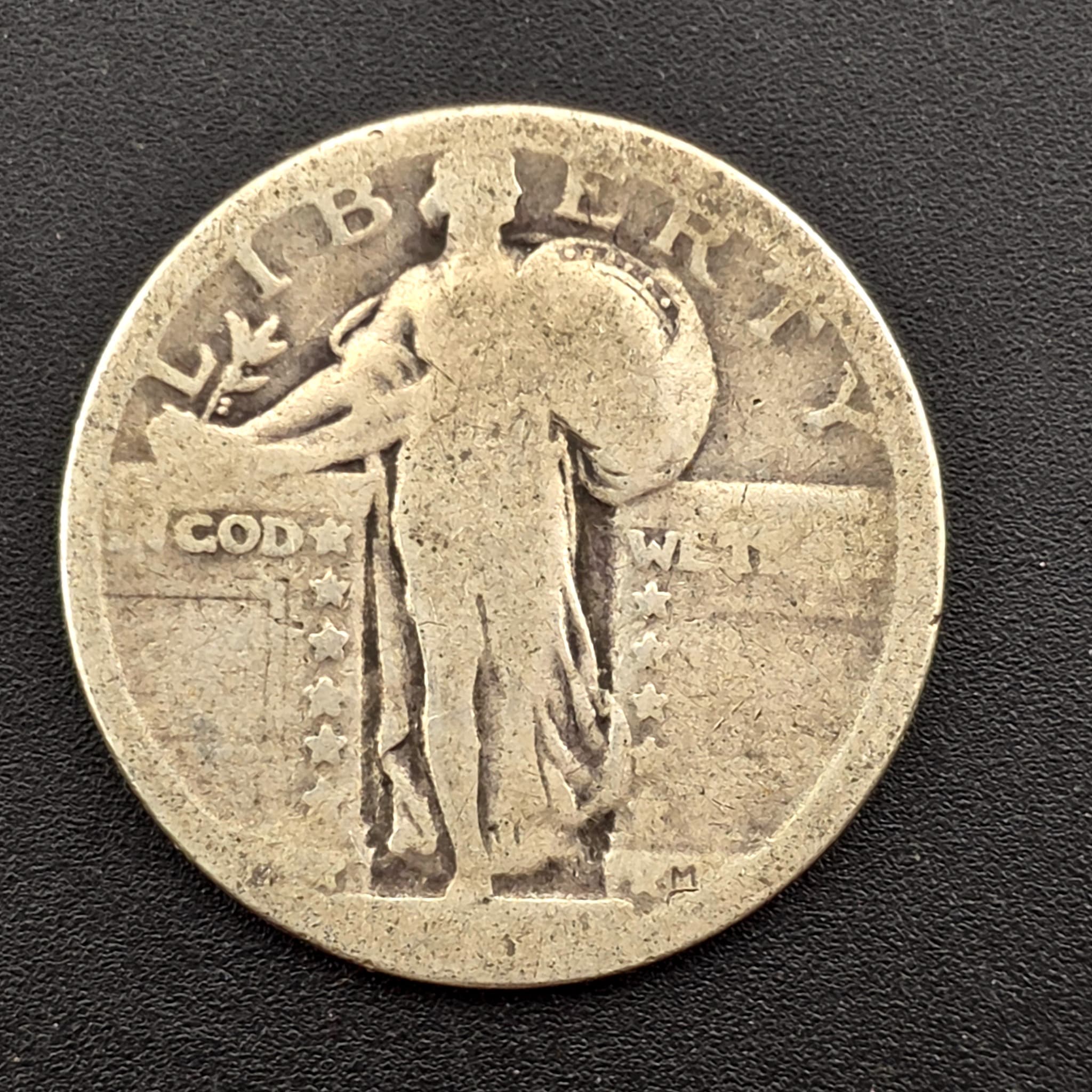 Standing Liberty Silver Quarter, Date Worn, 90% Silver