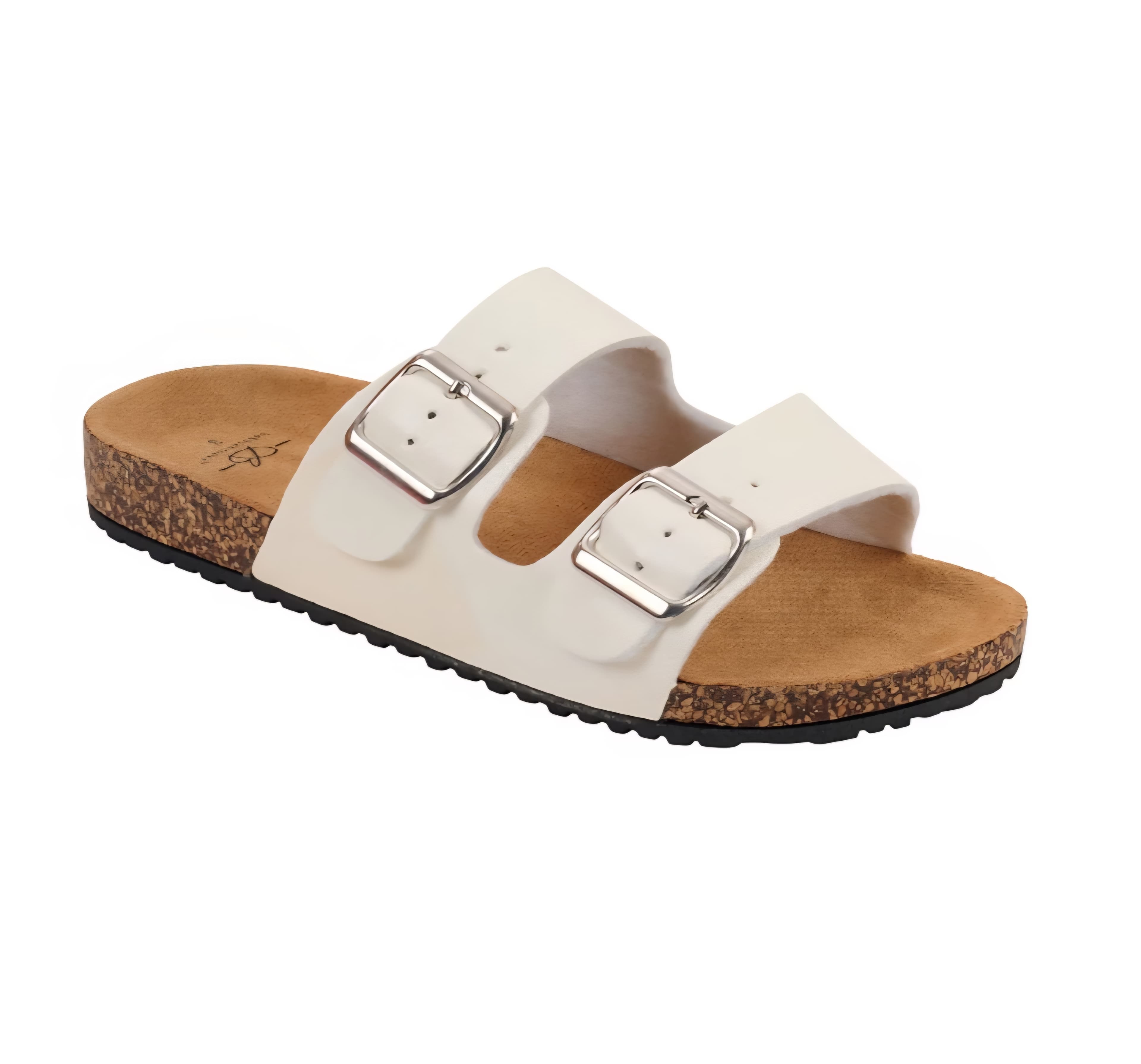 Ladies Cork Stox Slides, White (S-5/6)
