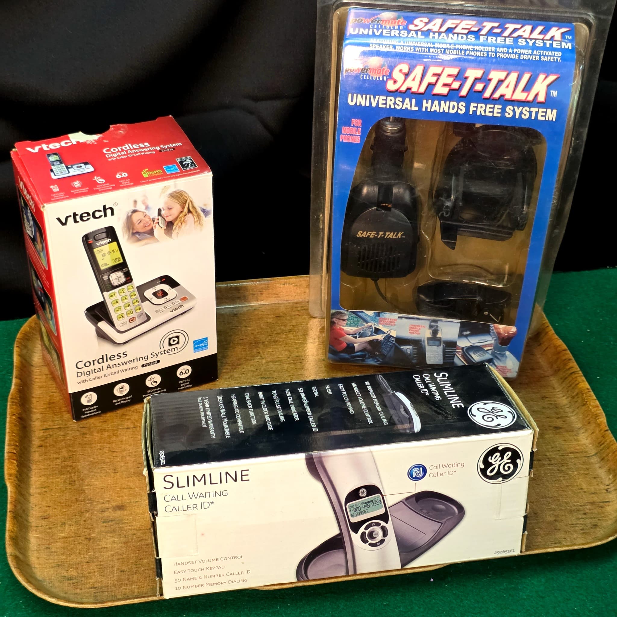 VTech Cordless Phone, GE Slimline Phone & Safe-T-Talk Hands-Free Kit, Lot of 3