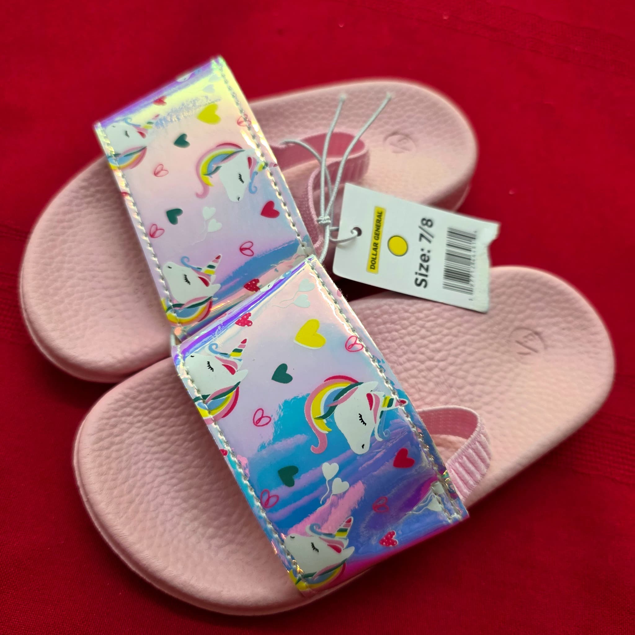Kids' Unicorn Rainbow Slide Sandals, Size 7/8, New