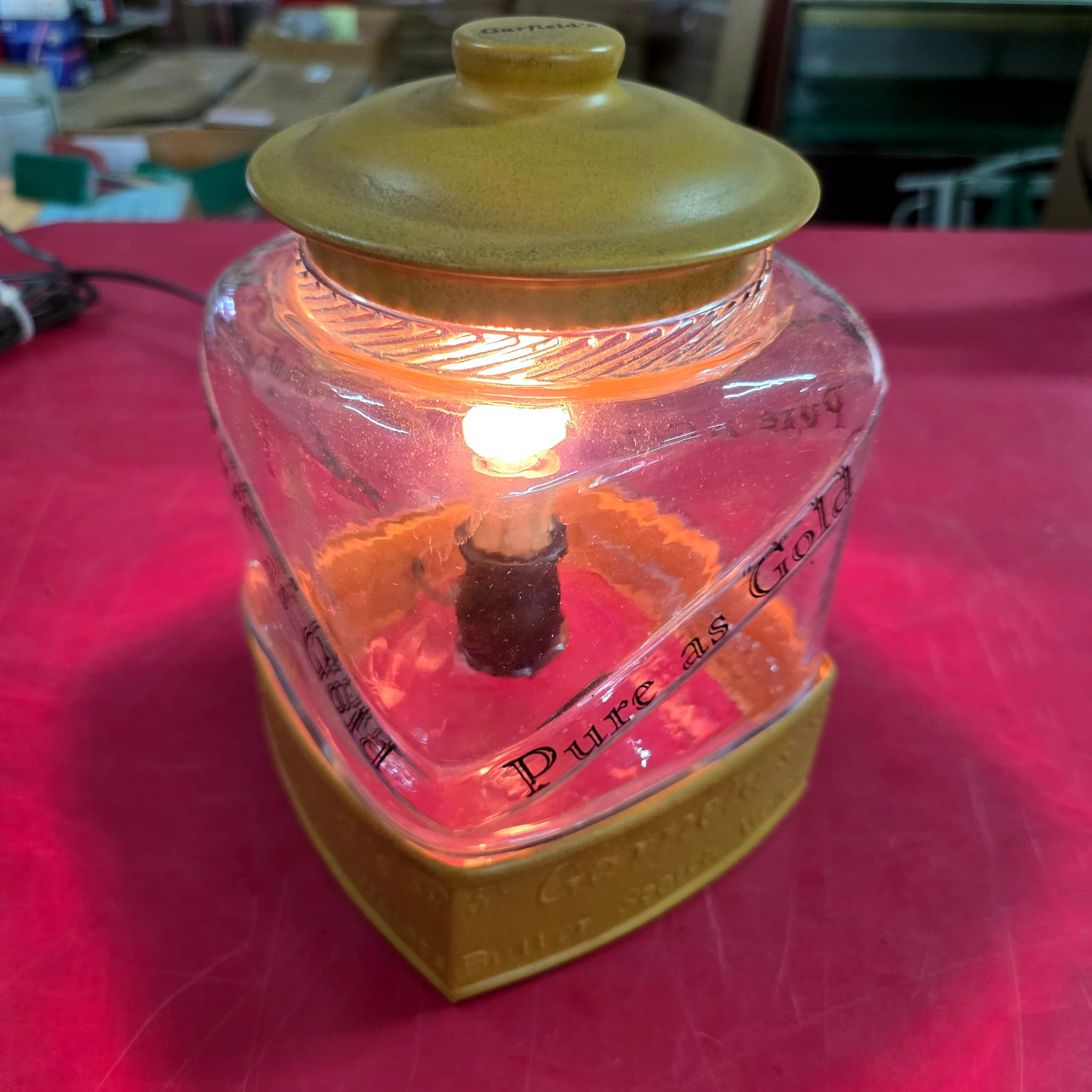 Garfield's Butterscotch Waters "Pure as Gold" Illuminated Jar Lamp