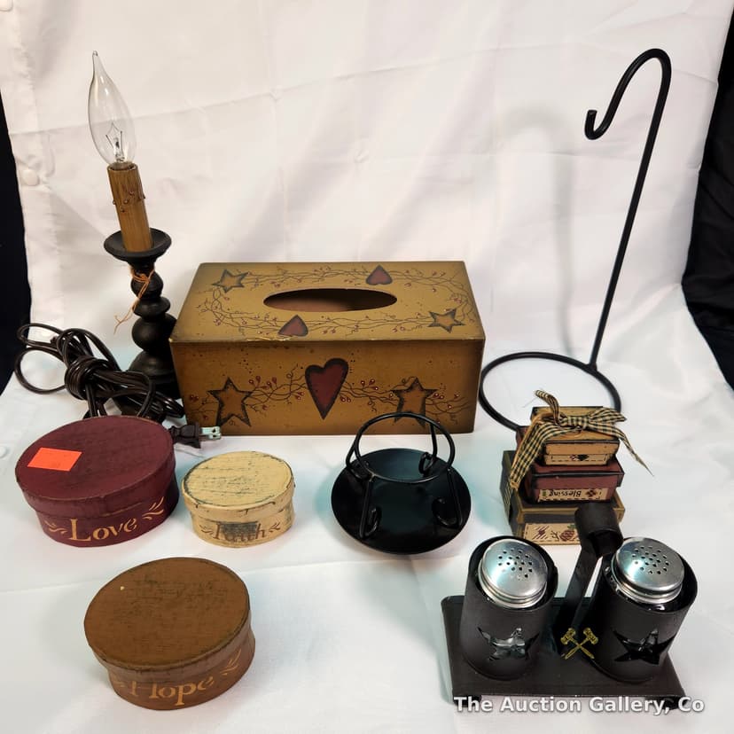 Primitive Country Home Decor Lot, 9 Pieces