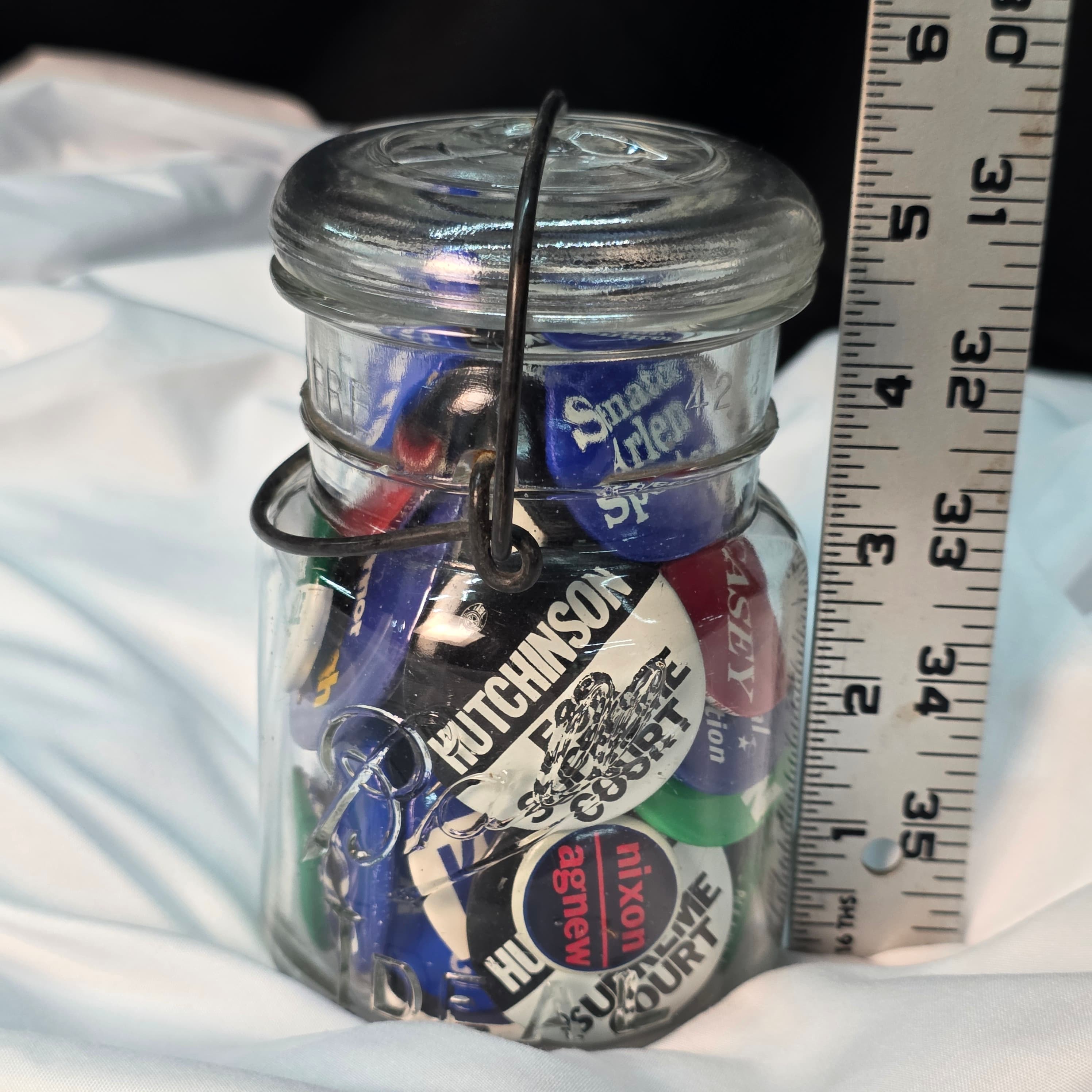 Vintage Political Campaign Pinback Buttons, Jar Lot
