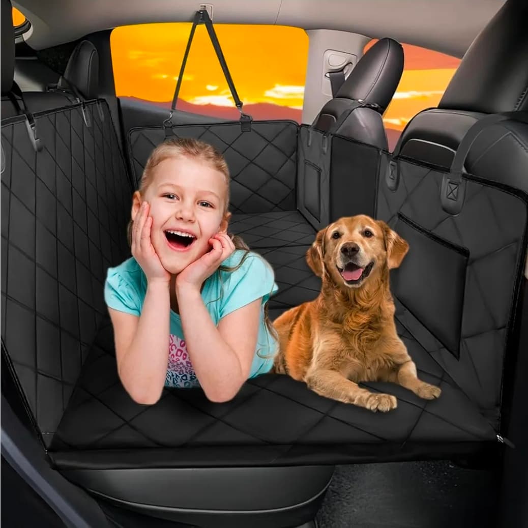 BEARCOVER Back Seat Extender for Dogs-Large Space, Dog Car Seat Cover Hard Bottom Holds 420lbs, Sturdy Backseat Extender for Dogs,Upgraded Waterproof Pet Car Bed Dog Hammock for Car, SUV,Truck, Black