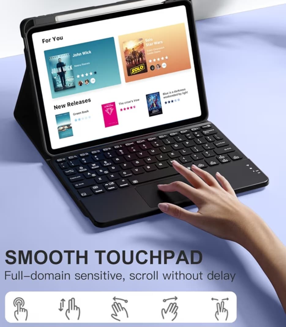 iPad Air 11 Inch & Air 5th/ Air 4th Generation Case with Keyboard, Trackpad, 7-Color Backlit, Detachable Folio Keyboard Cover