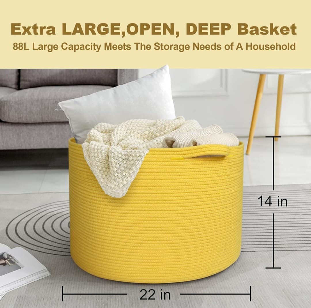 Extra Large Cotton Rope Basket (Yellow)