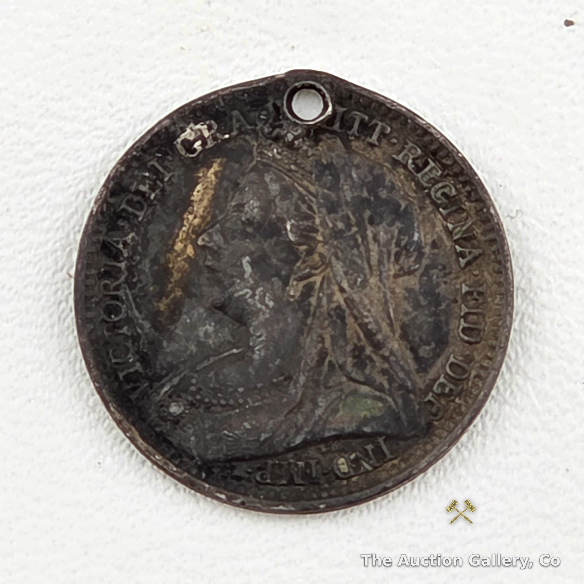 1899 British Silver Threepence, Queen Victoria, Holed