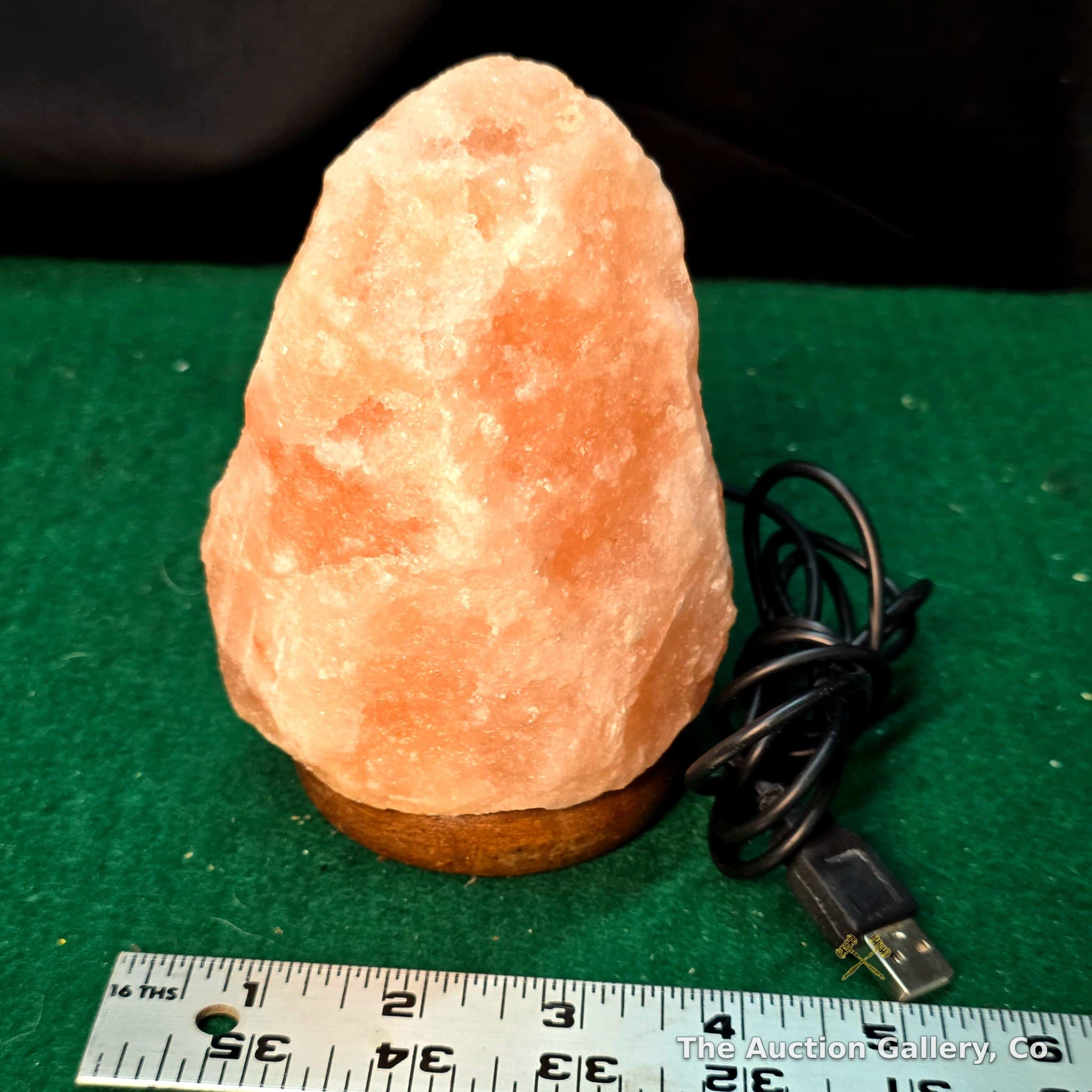 USB Color-Changing Himalayan Salt Lamp, Wood Base