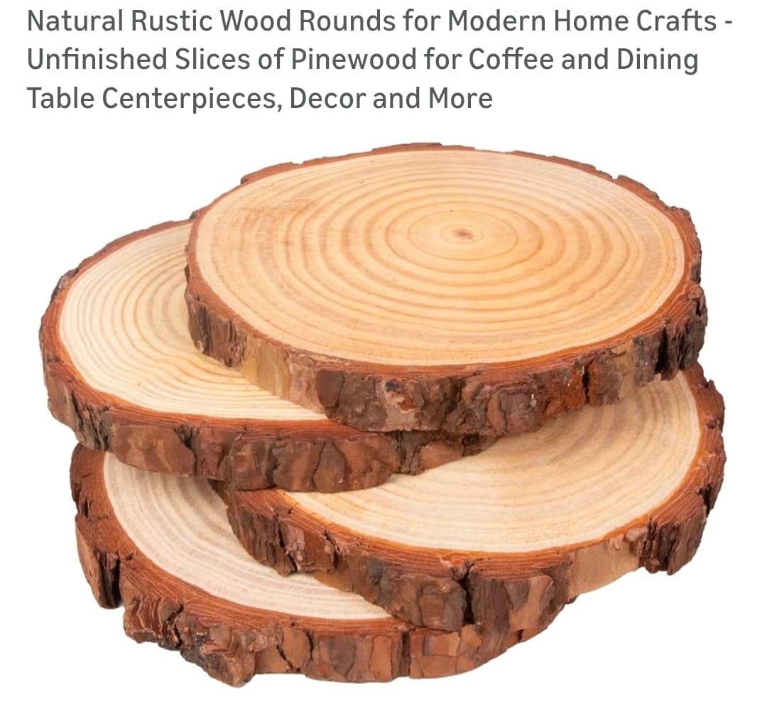 Natural Rustic Wood Rounds for Modern Home Crafts - Unfinished Slices of Pinewood for Coffee and Dining Table Centerpieces, Decor and More
