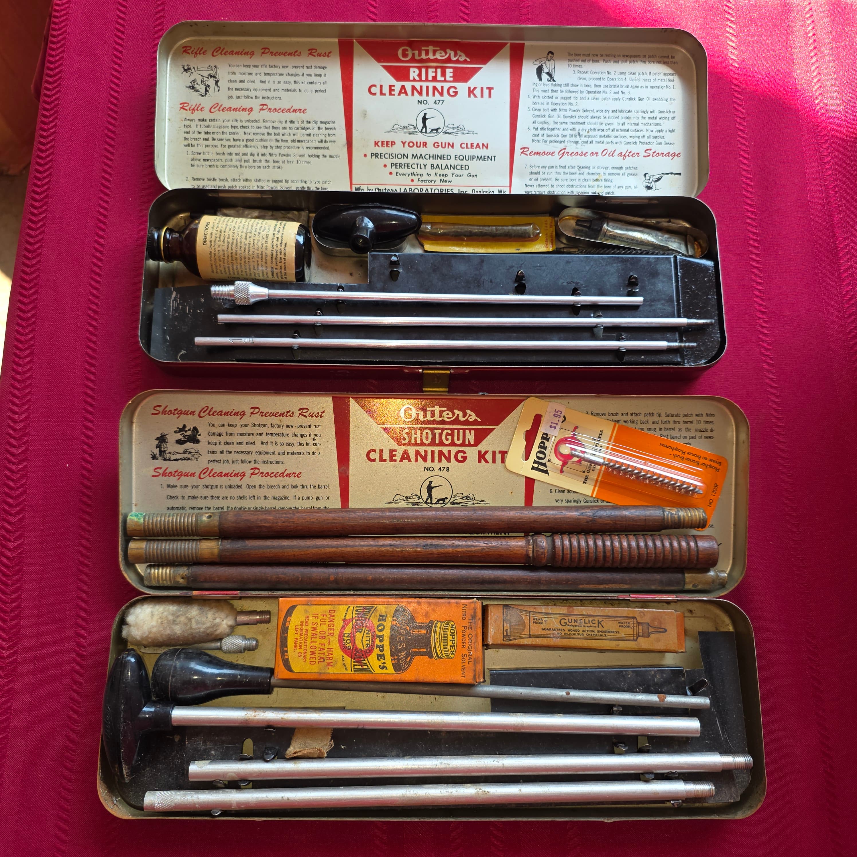 Outers Gunslick Rifle & Shotgun Cleaning Kit Set, Vintage Pair