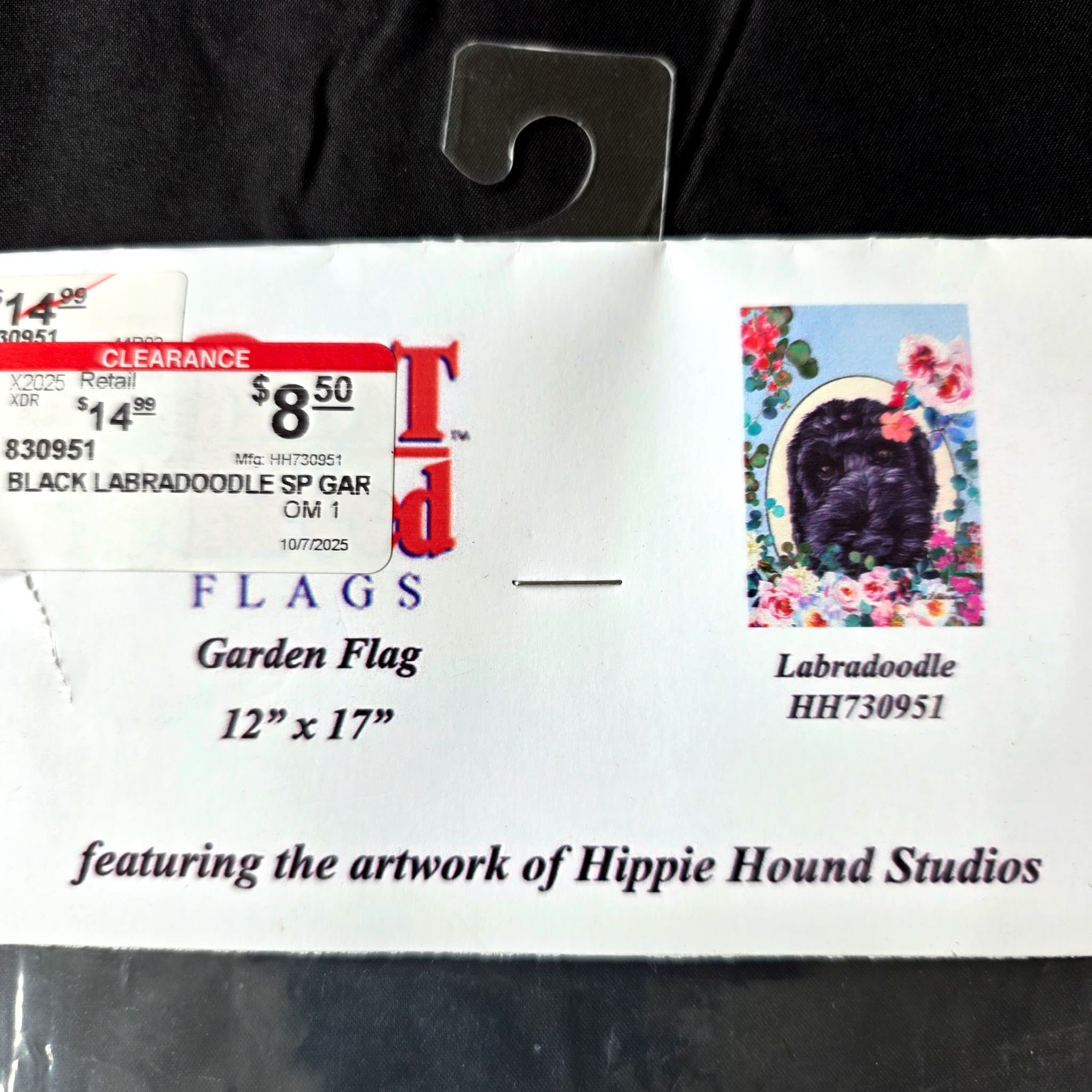 Black Labradoodle Garden Flag, 12" x 17", New