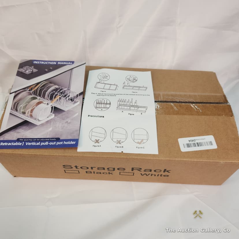 Retractable Vertical Pull-Out Pot Lid Holder, Black, New in Box β photo 2