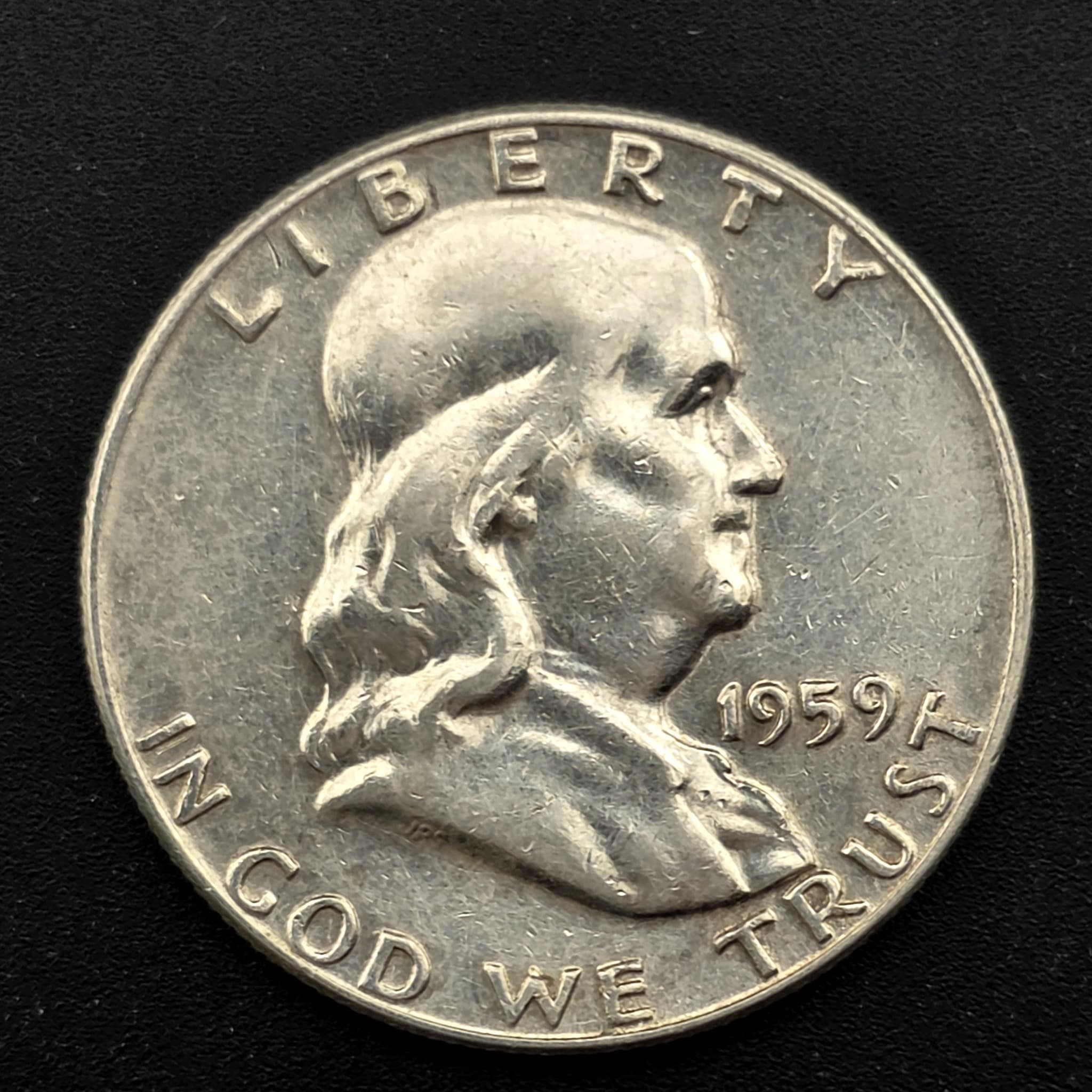 1959 Franklin Half Dollar, 90% Silver