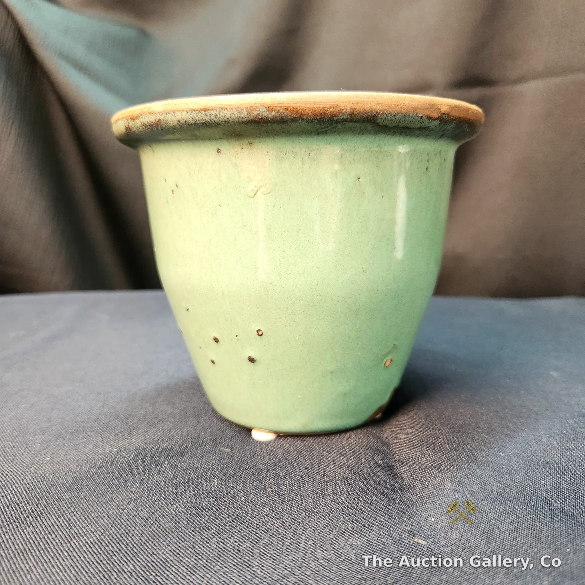 Celadon Green Glazed Stoneware Planter, approx. 4.5" Tall