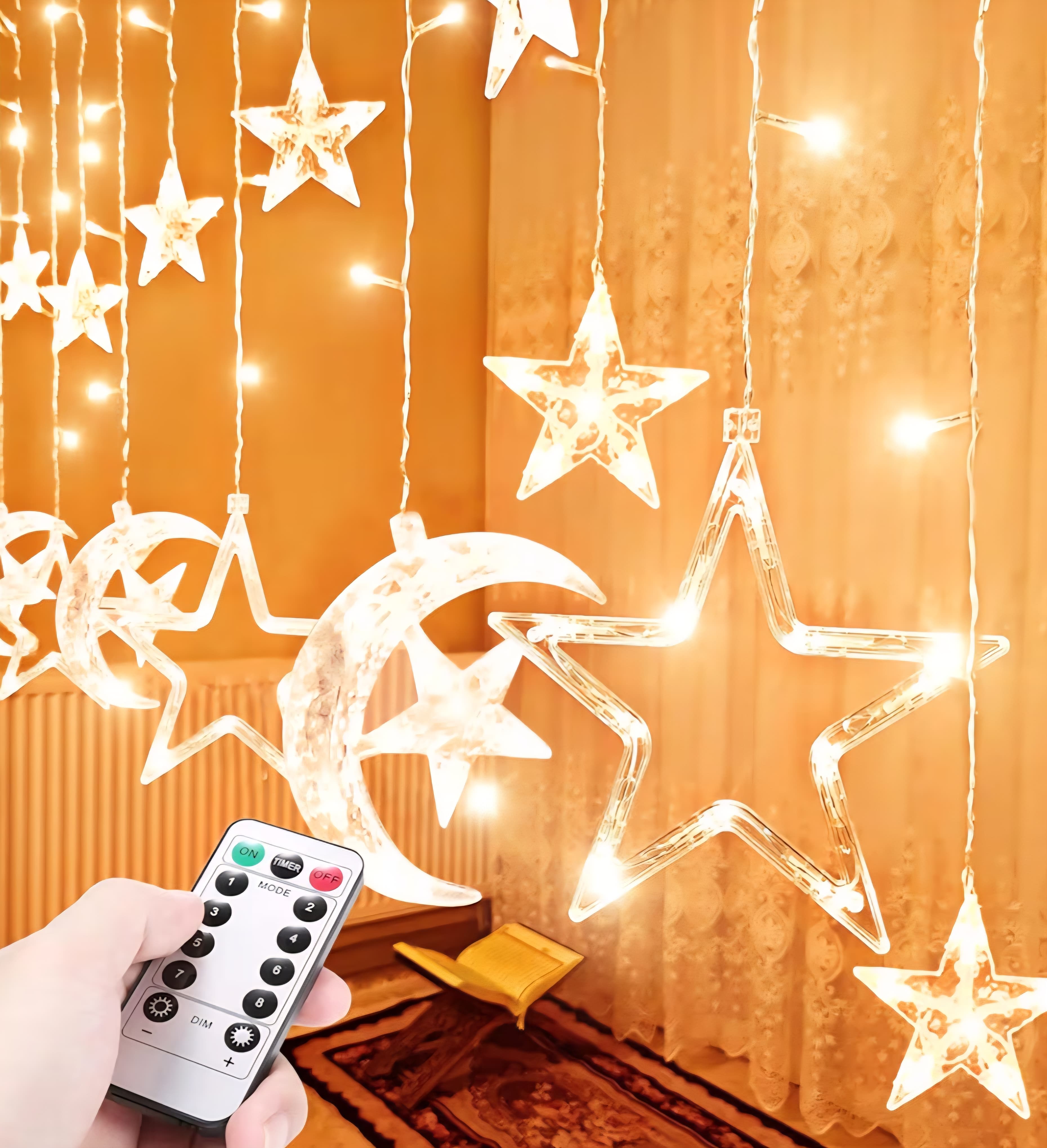 17ft Moon & Stars LED String Light - 8 Light Modes with Remote