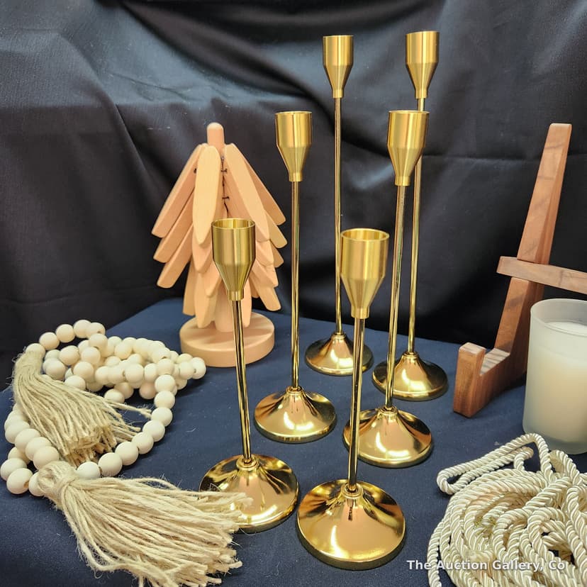 Boho Home Decor Lot โ Candlesticks, Bead Garland, Wood Tree & More โ photo 3