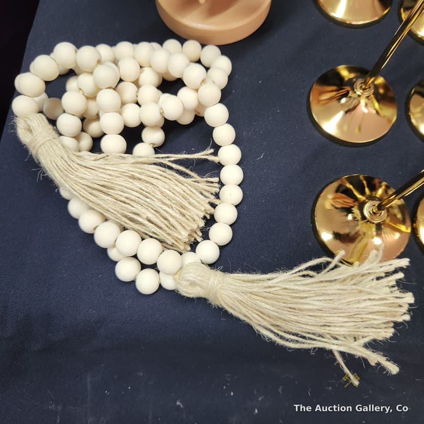 Boho Home Decor Lot โ Candlesticks, Bead Garland, Wood Tree & More โ photo 5