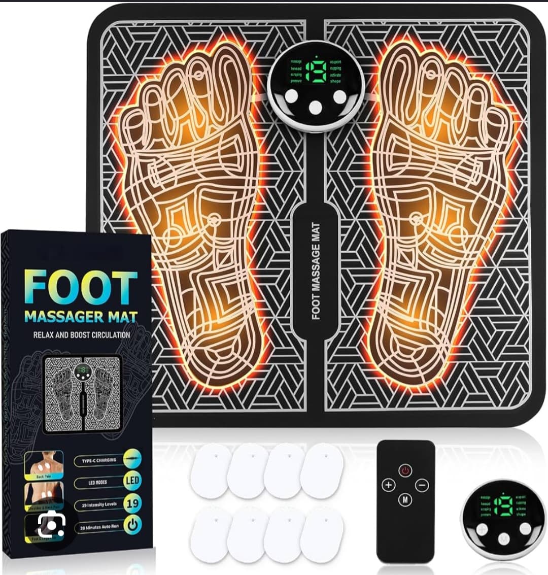 EMS Foot Massager for Muscle Relaxation,LCD Display Screen,Back Massager & Legs Massager Pad with Remote Control