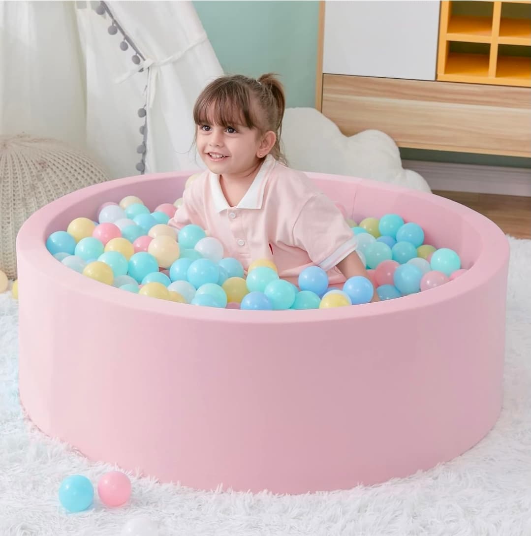 Ball Pit for Toddlers, 35.4"x 11.8" Foam Ball Pit, Pink, (Balls not Included)