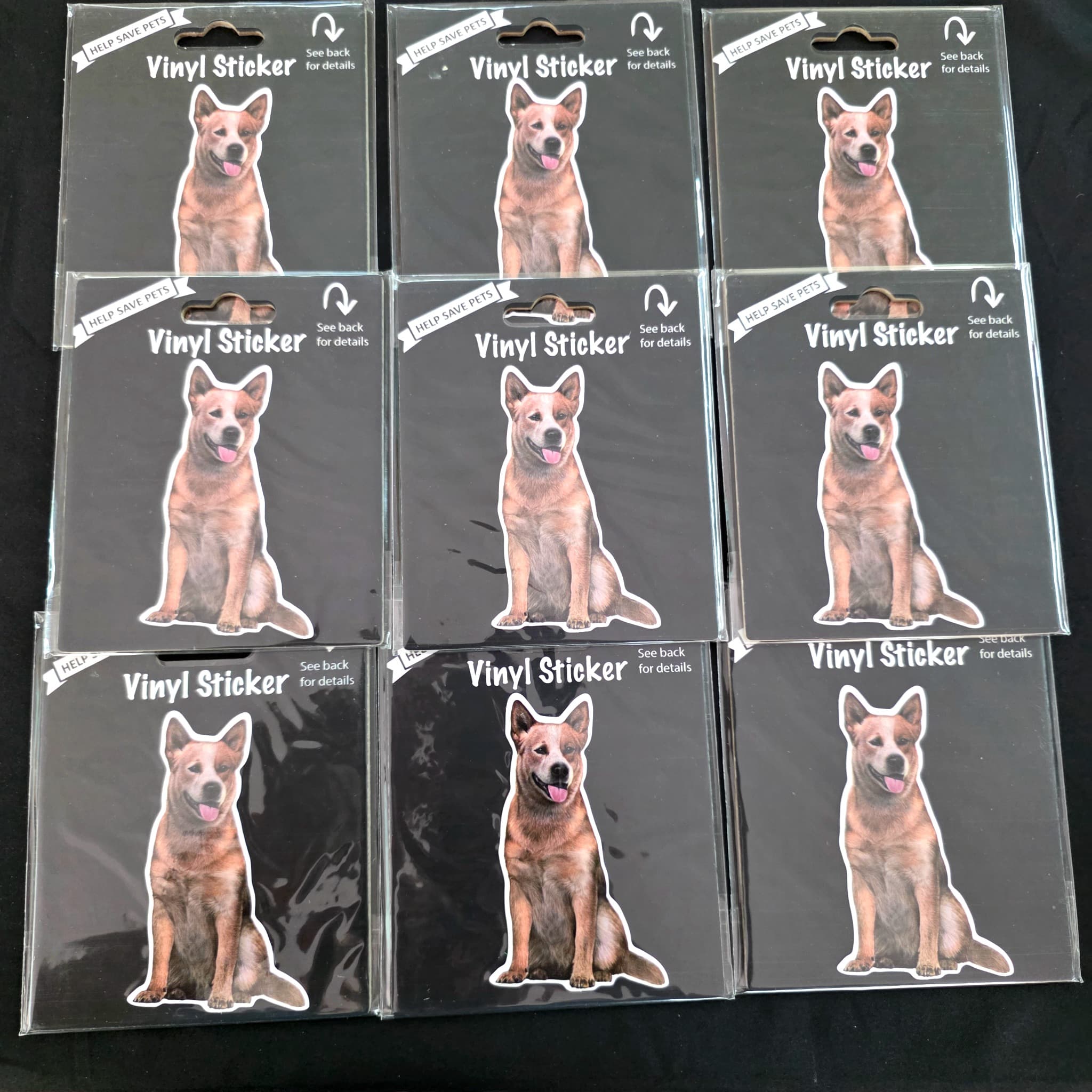 Set of 9 Australian Cattle Dog Vinyl Stickers, Brand New