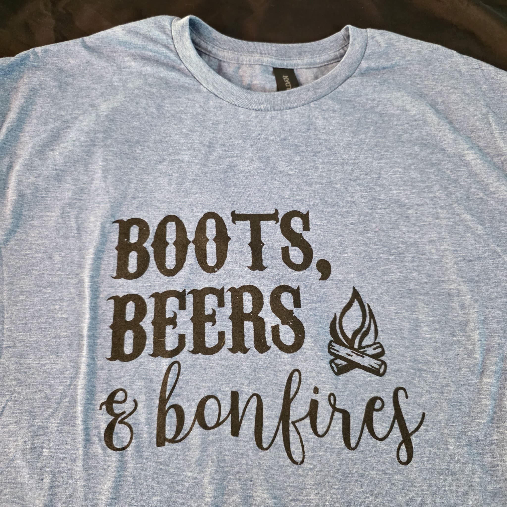 Gildan Softstyle "Boots, Beers & Bonfires" Graphic Tee, XL