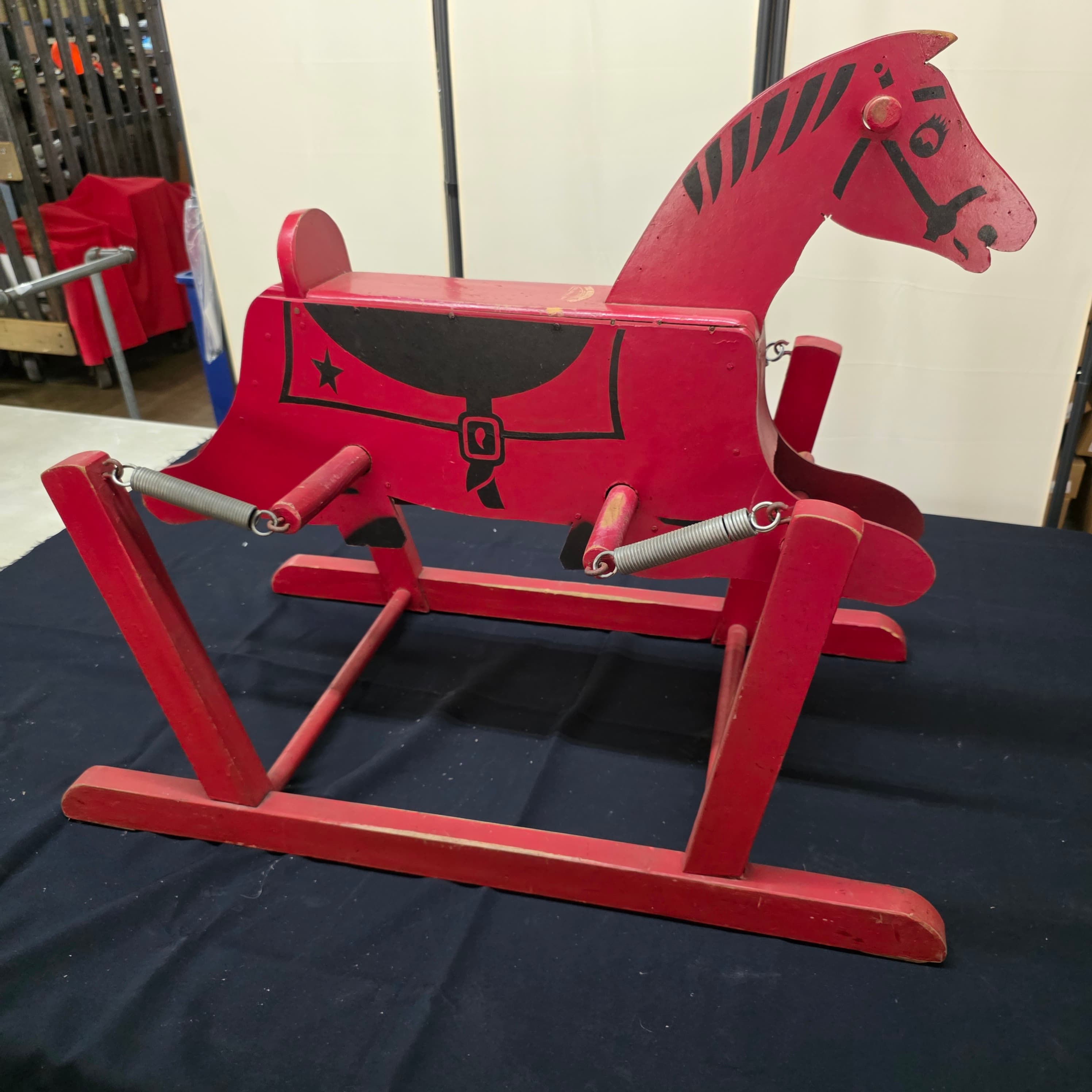 Vintage 1950s Wooden "Wonder Horse" Spring Rocking Toy โ Collierville, TN Decal