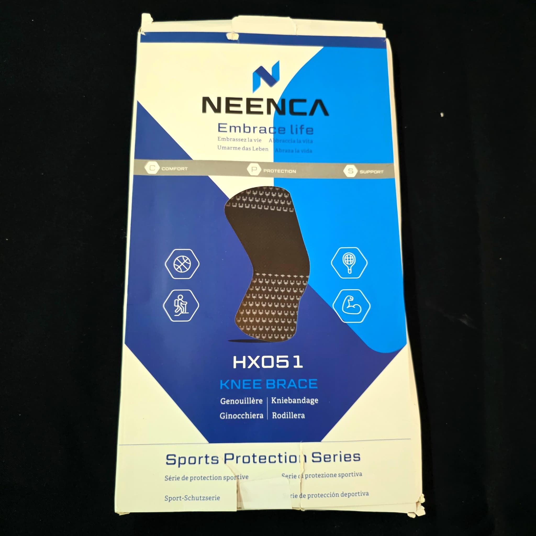 Knee Brace, Large, Black & White