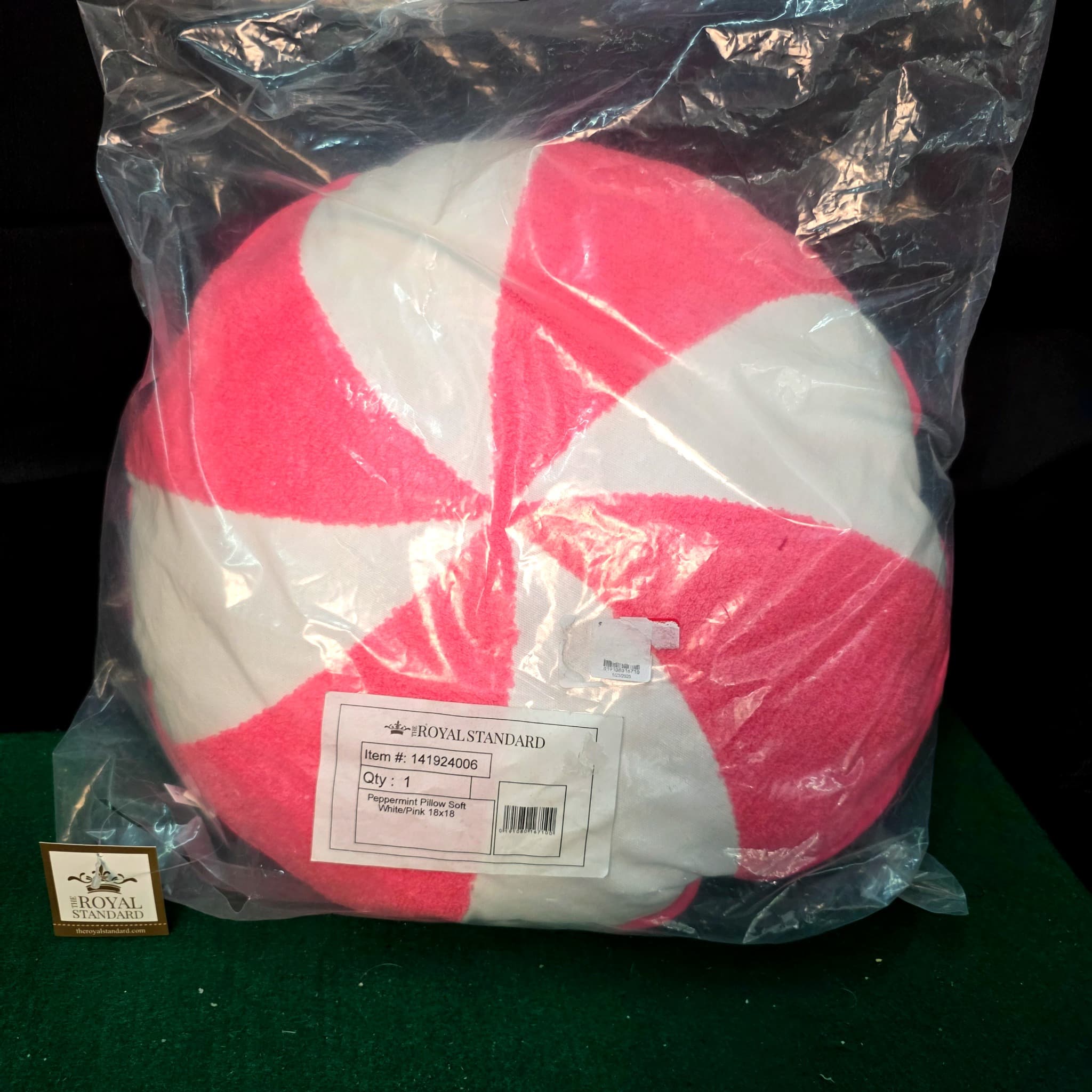 The Royal Standard Peppermint Pillow, White/Pink, 18x18, New