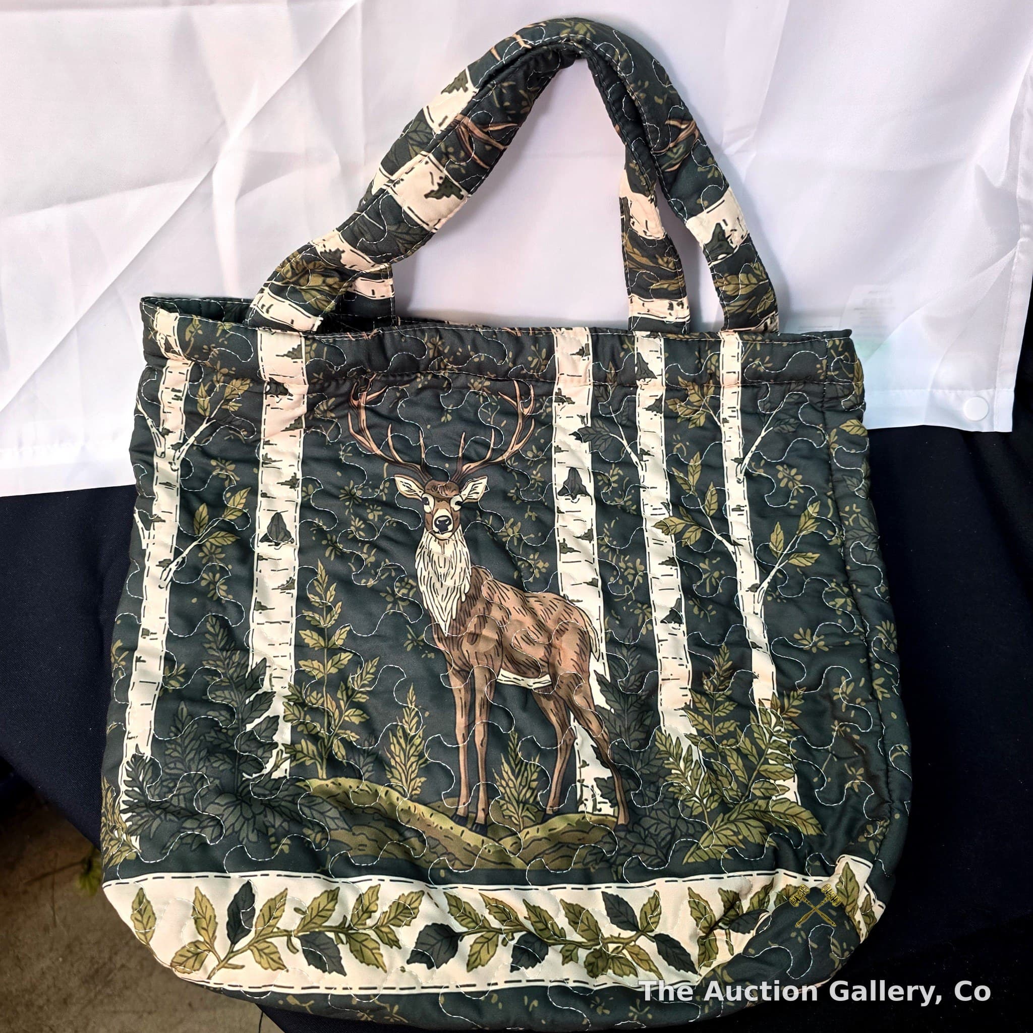 Quilted Stag & Birch Forest Tote Bag, 17" x 15"