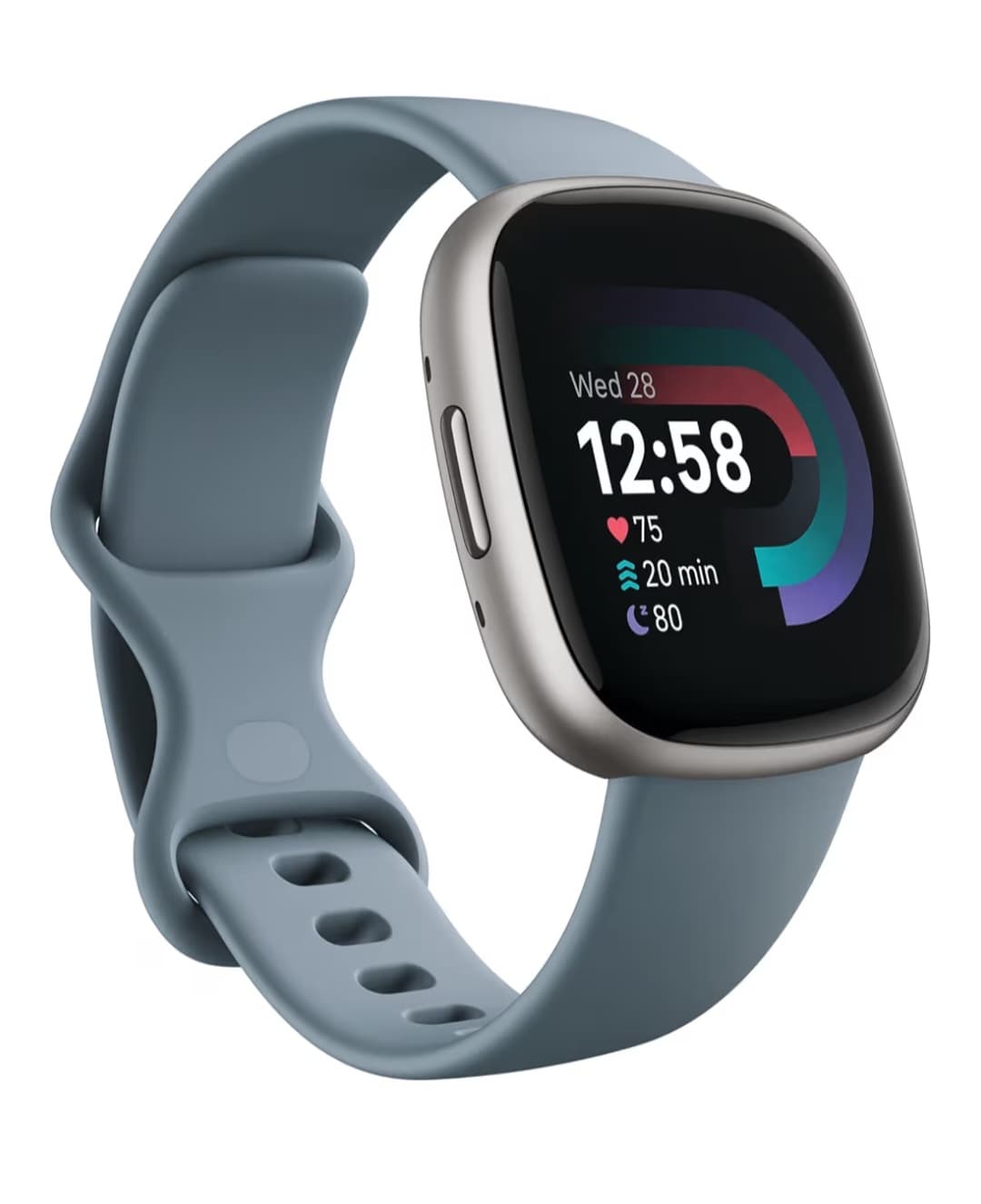 Fitbit Versa 4 Fitness Smartwatch - GPS, 24/7 Heart Rate, 40+ Exercise Modes, Sleep Tracking, & More. (Waterfall Blue/Platinum)