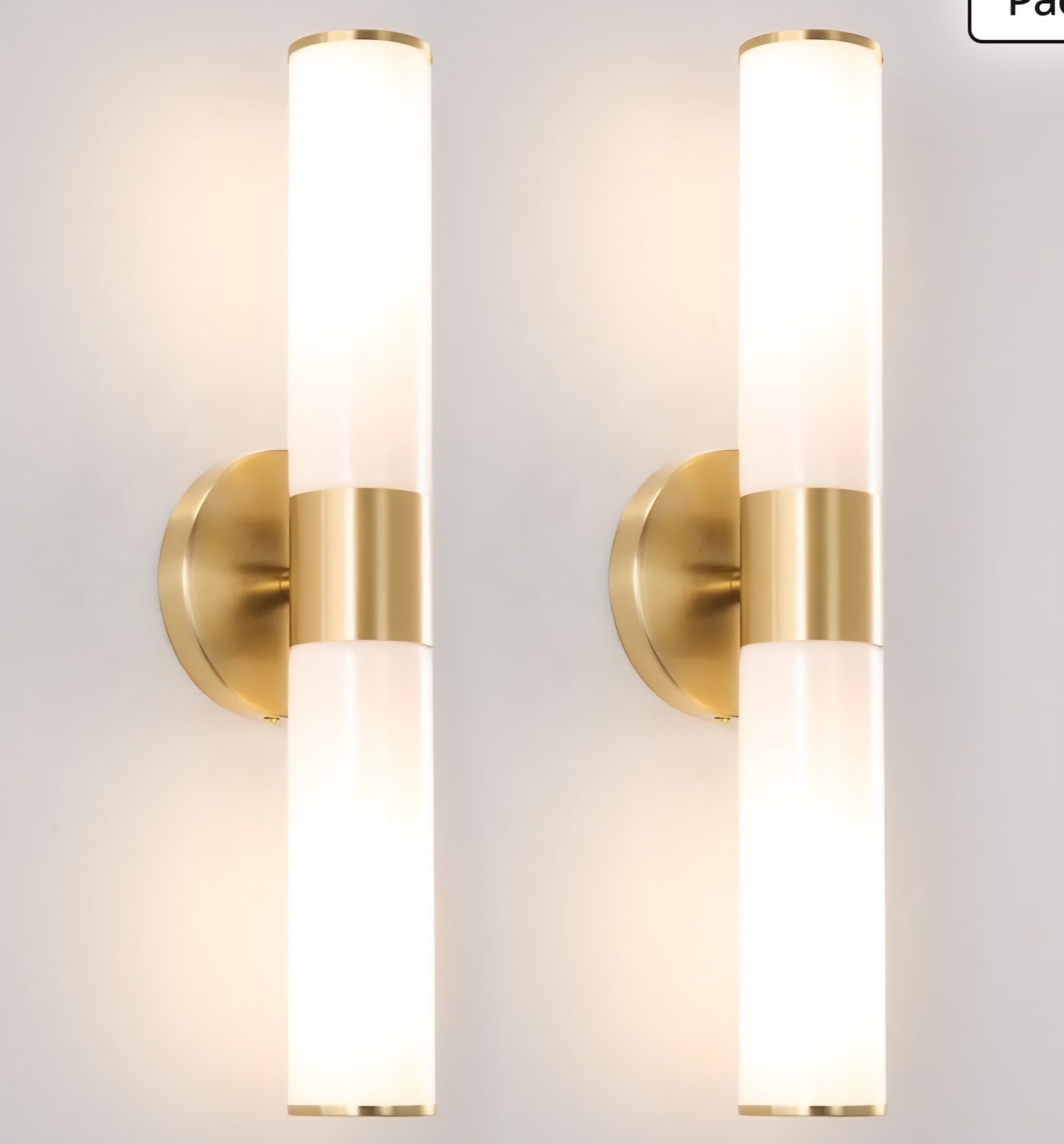 2 Brushed Gold Wall Lights
