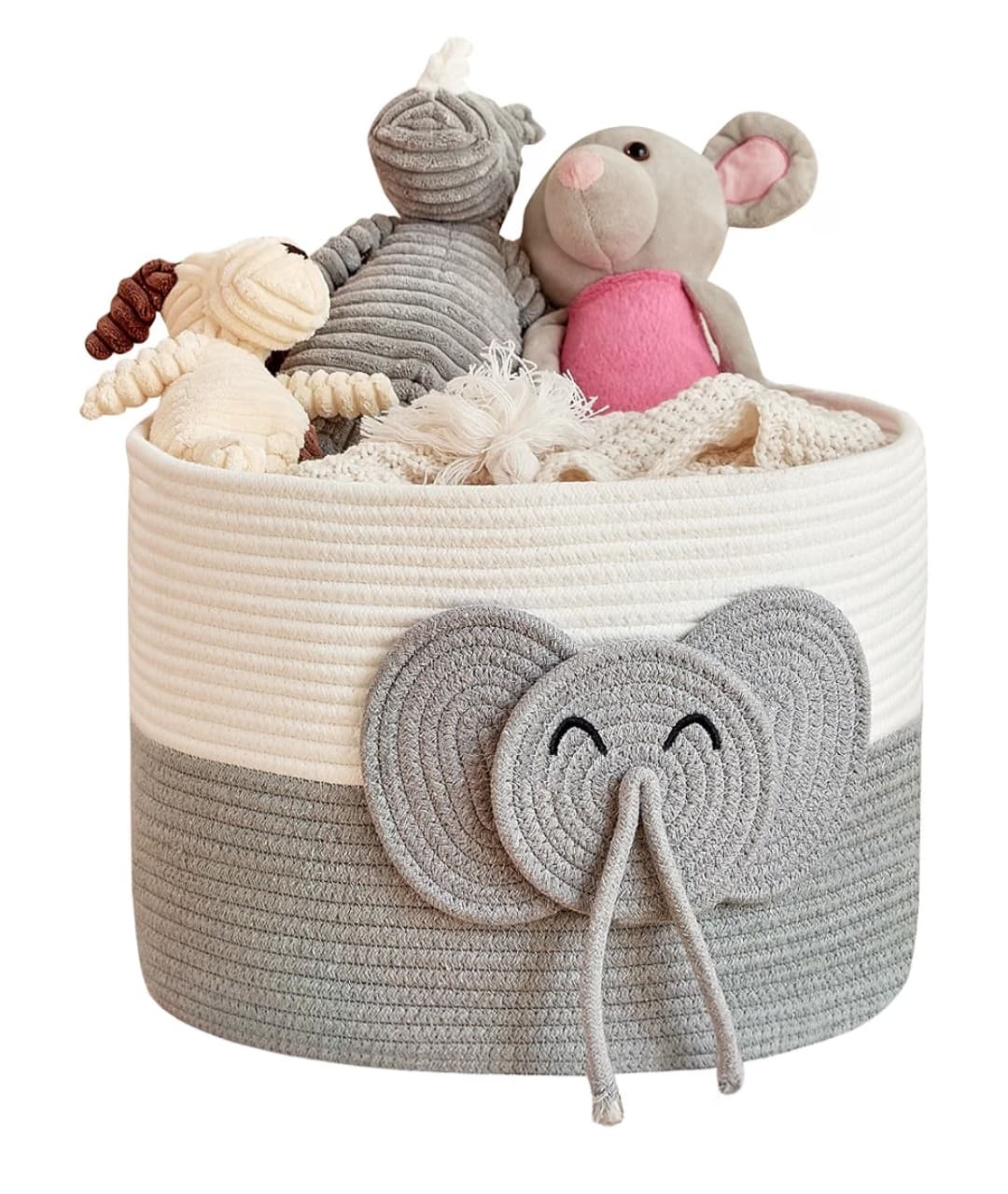 Large Elephant Cotton Rope Basket (15 x 11)