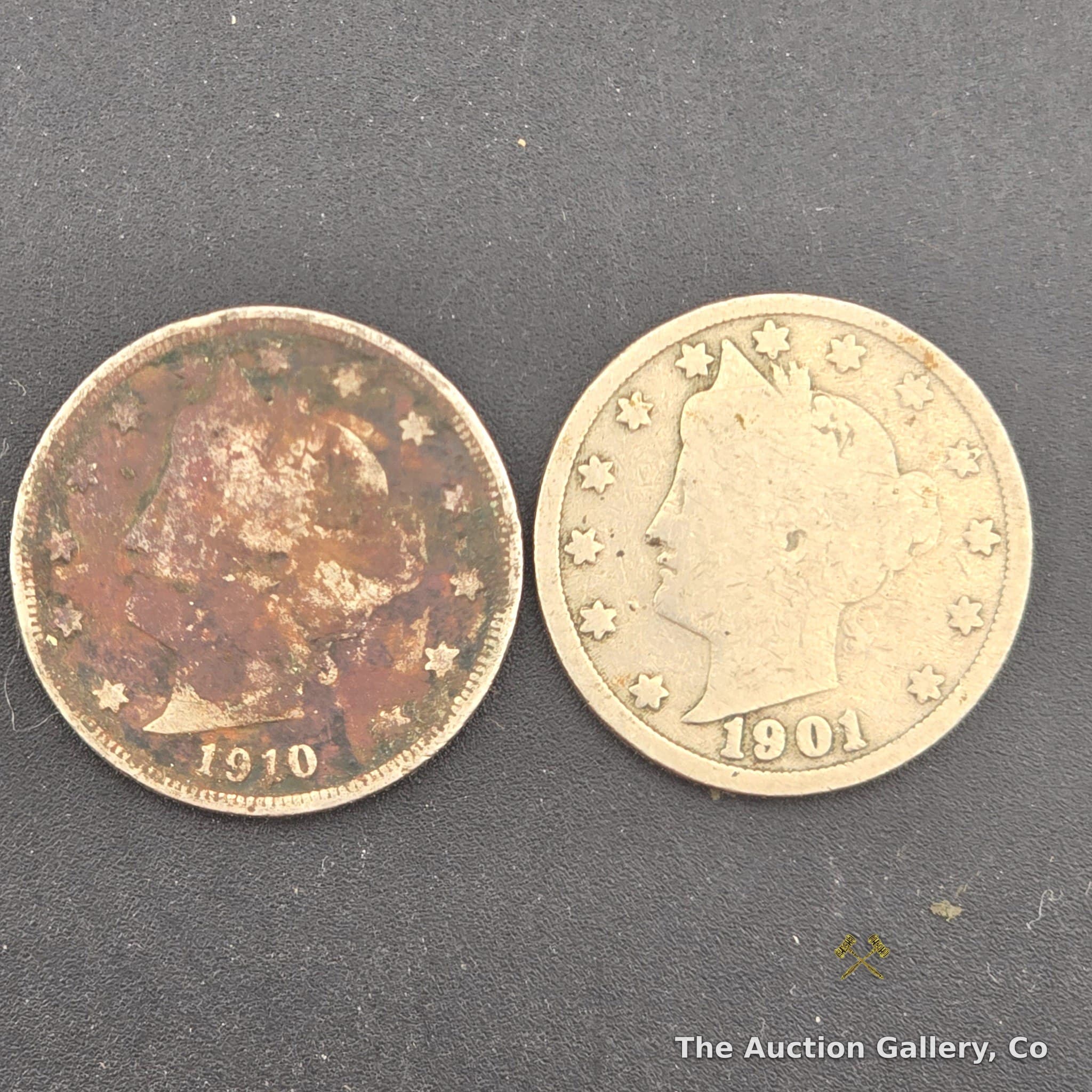 1901 & 1910 Liberty V Nickels, Pair of 2