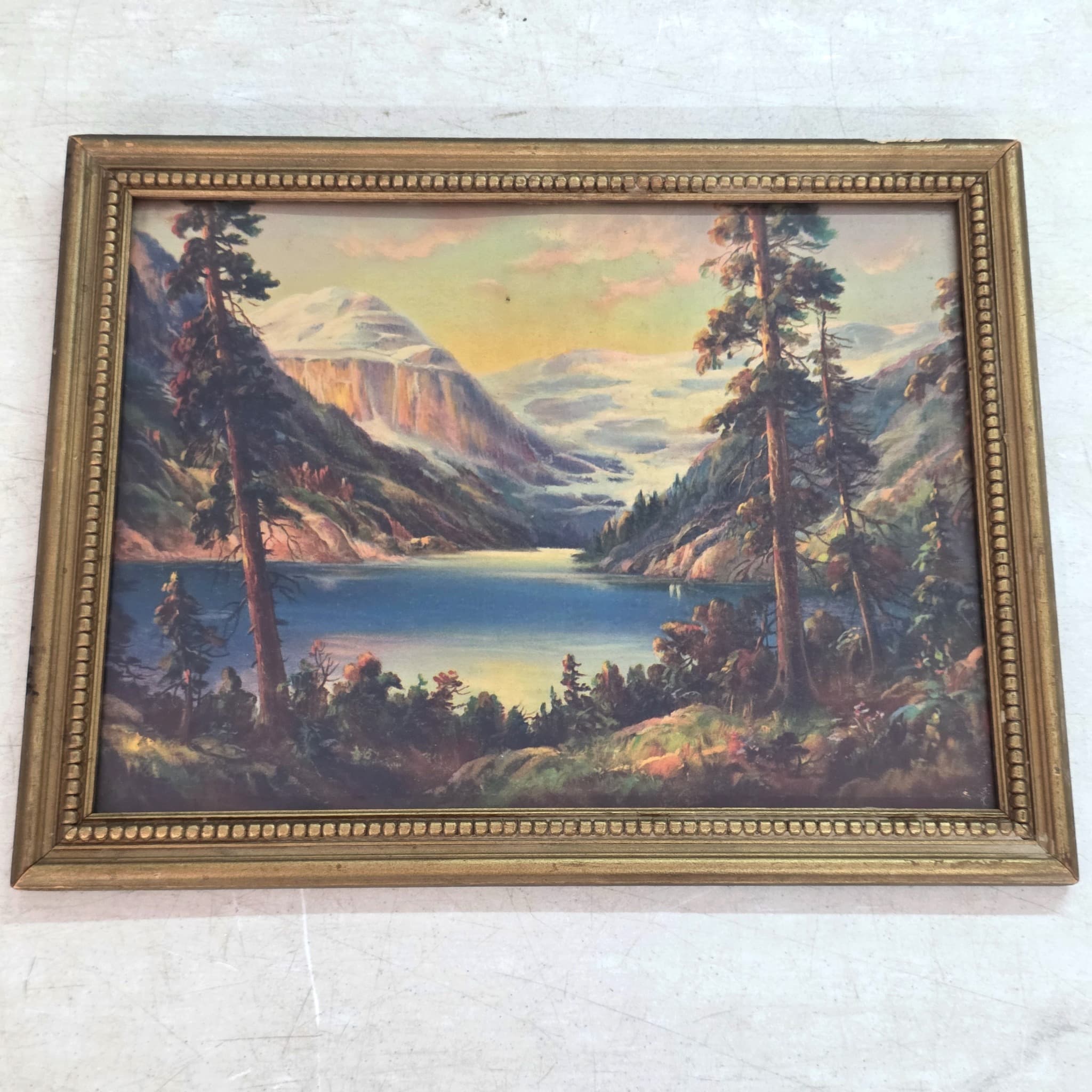 Antique "Lake Louise" Banff Landscape Lithograph by William M. Thompson (c. 1920s-1930s)