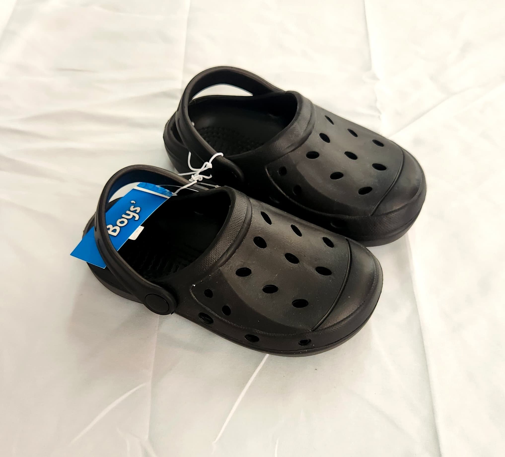 Boys' Black Clog Slides, Size 11/12, Brand New