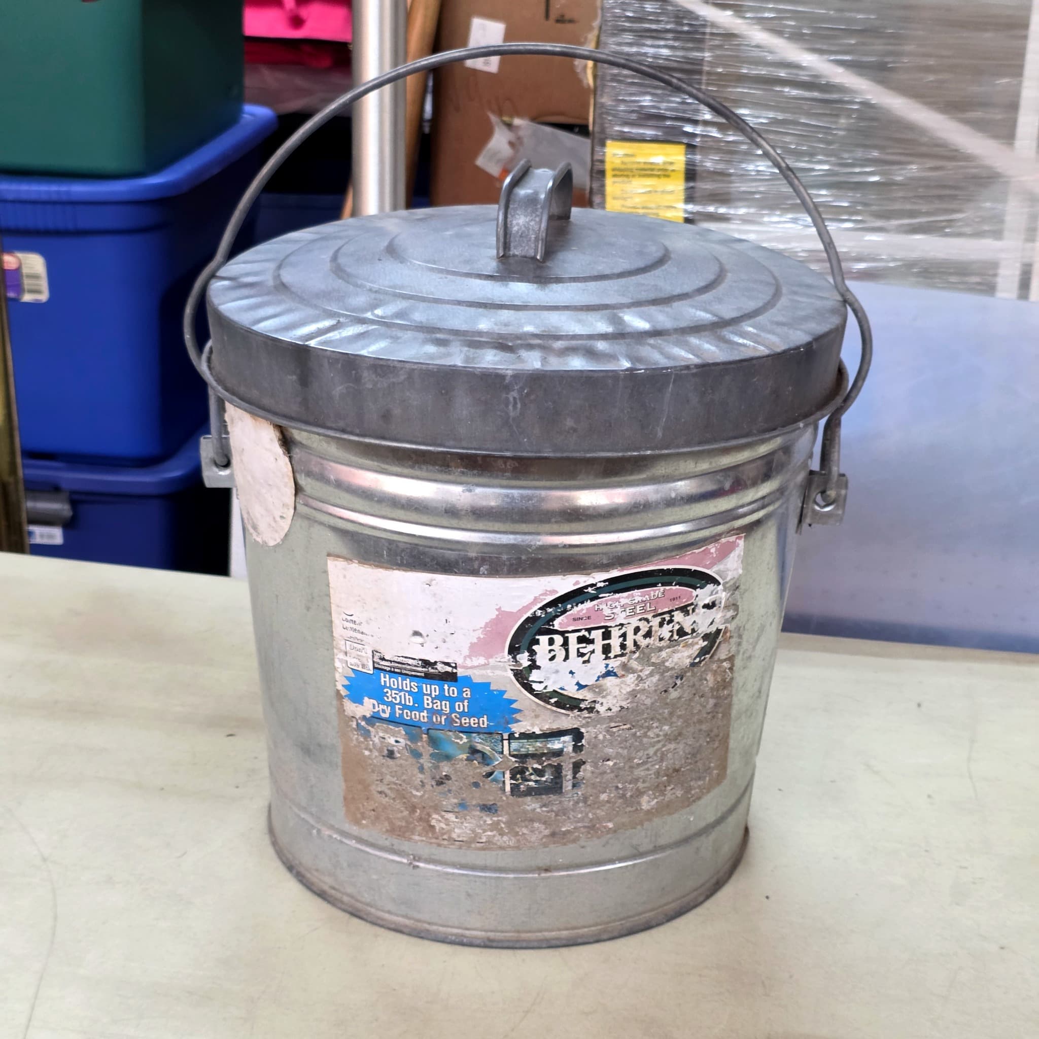 Behrens Galvanized Steel Pail with Lid, 35 lb Capacity