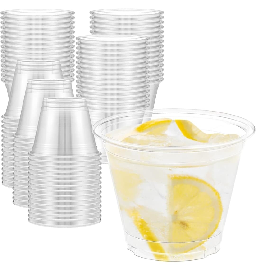 100 Pack 9oz Clear Plastic Cups