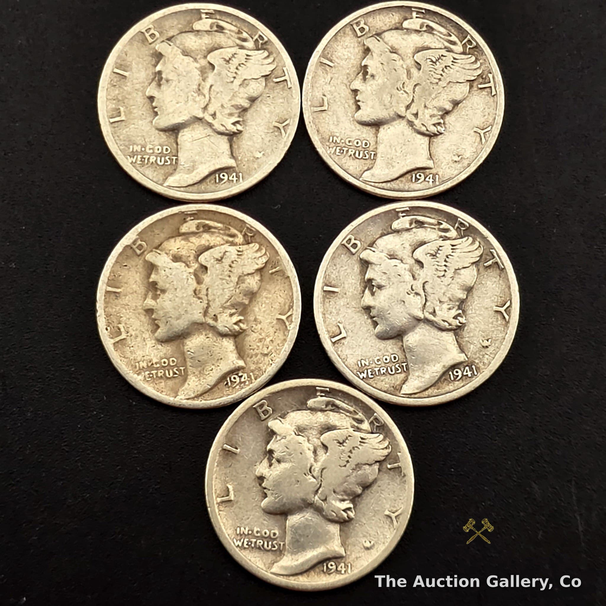 1941 Mercury (Winged Liberty) Dimes, 90% Silver โ Lot of 5